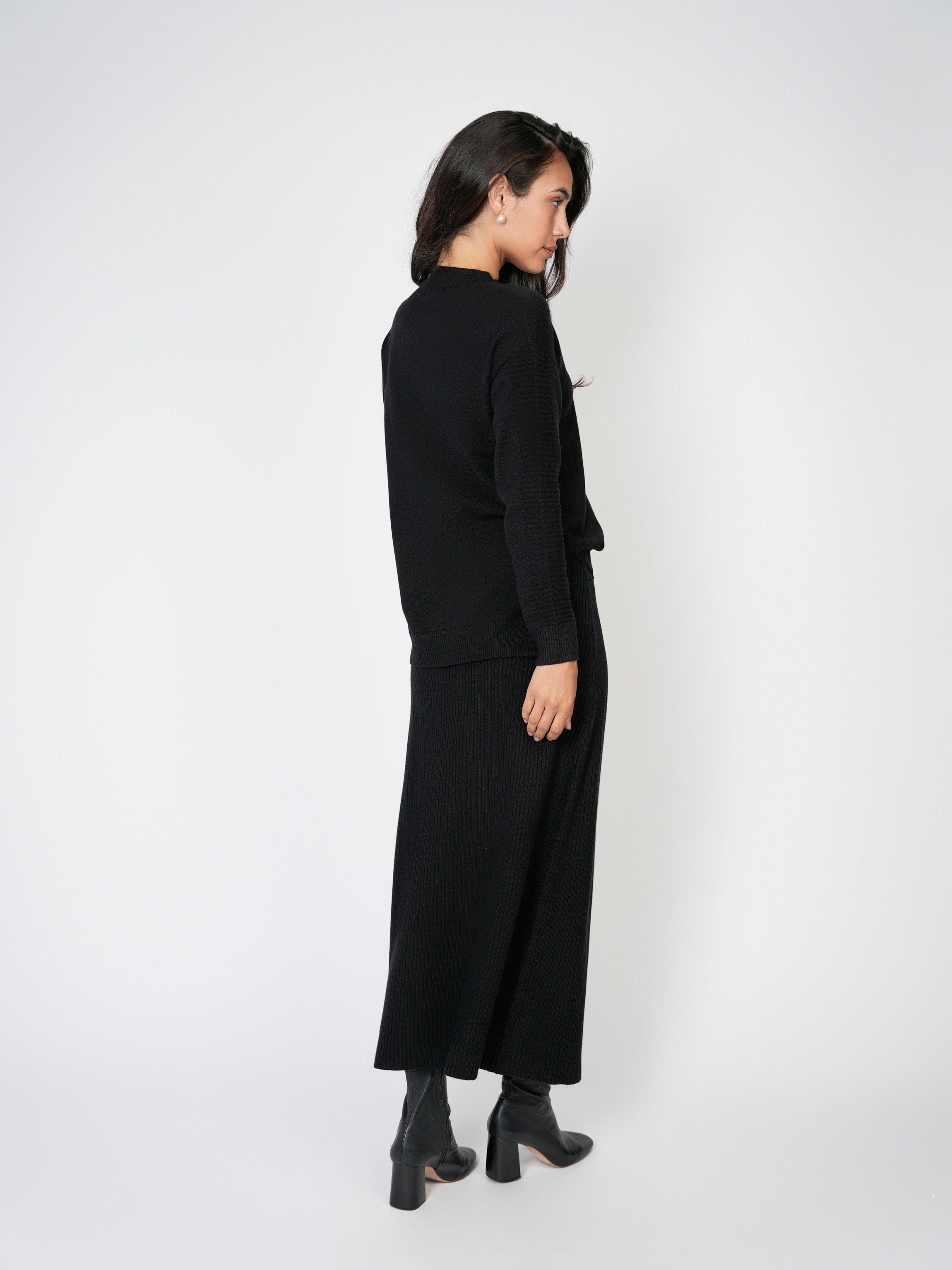 DRAWSTRING KNIT SKIRT BLACK