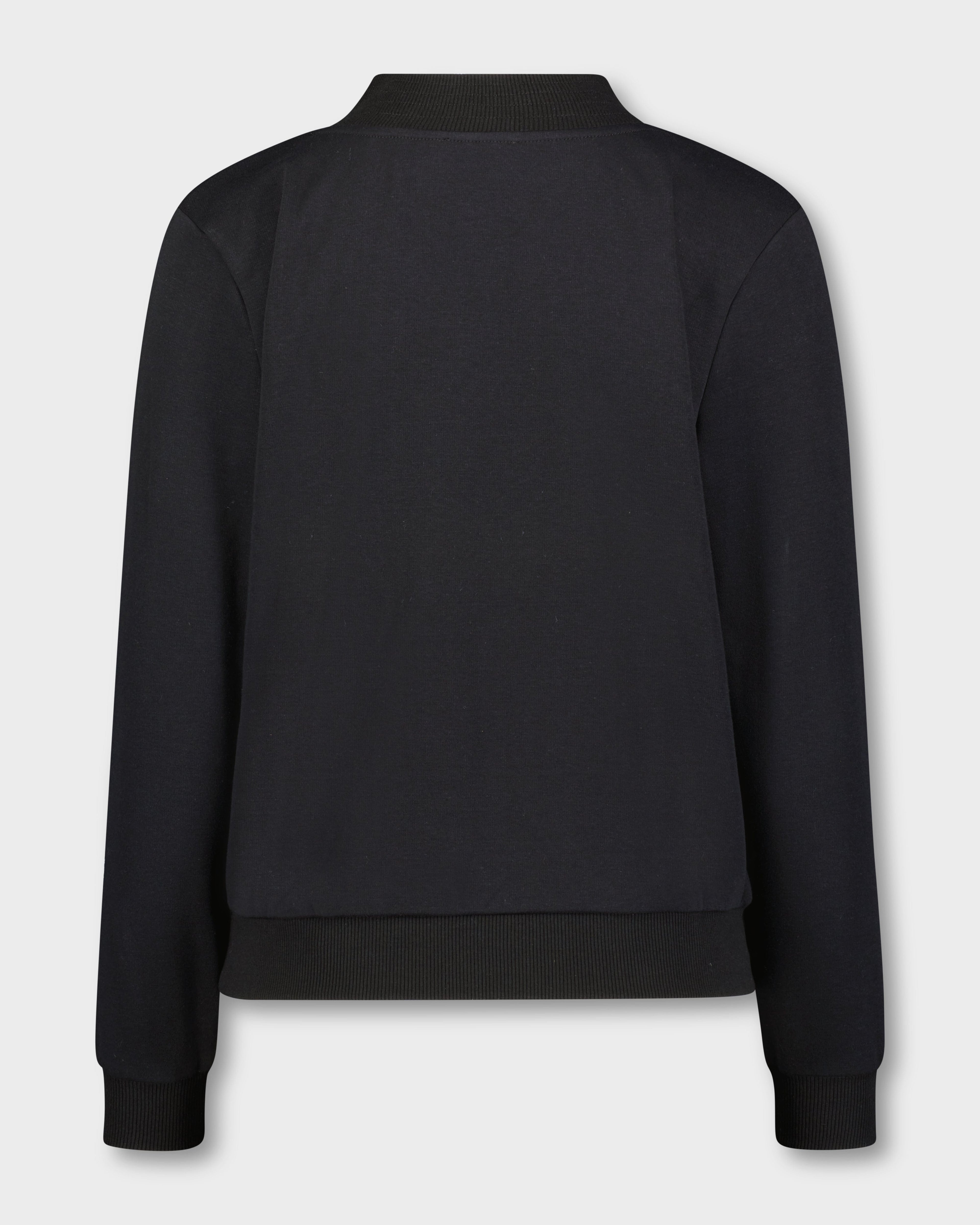 RIBBED V COLLAR SWEATSHIRT-BLACK