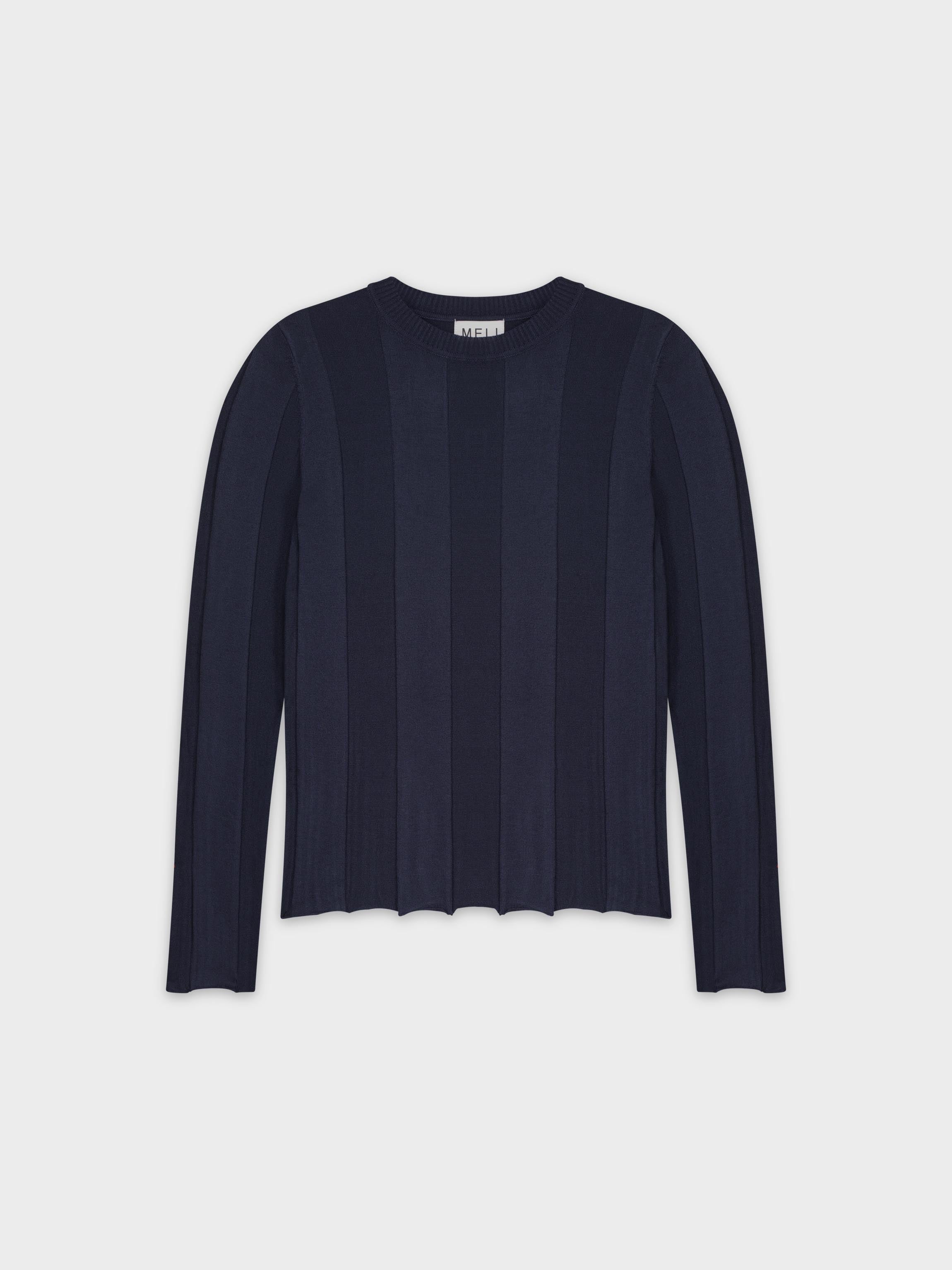 WIDE RIBBED SWEATER-NAVY