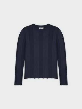WIDE RIBBED SWEATER-NAVY