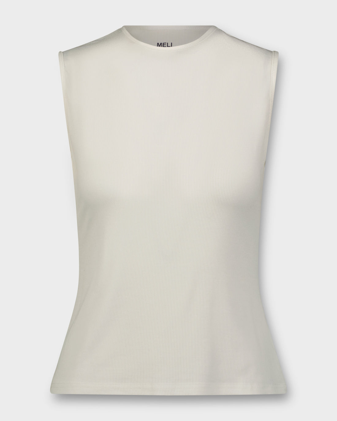 RIBBED CREW SLEEVELESS SHELL-CREAM