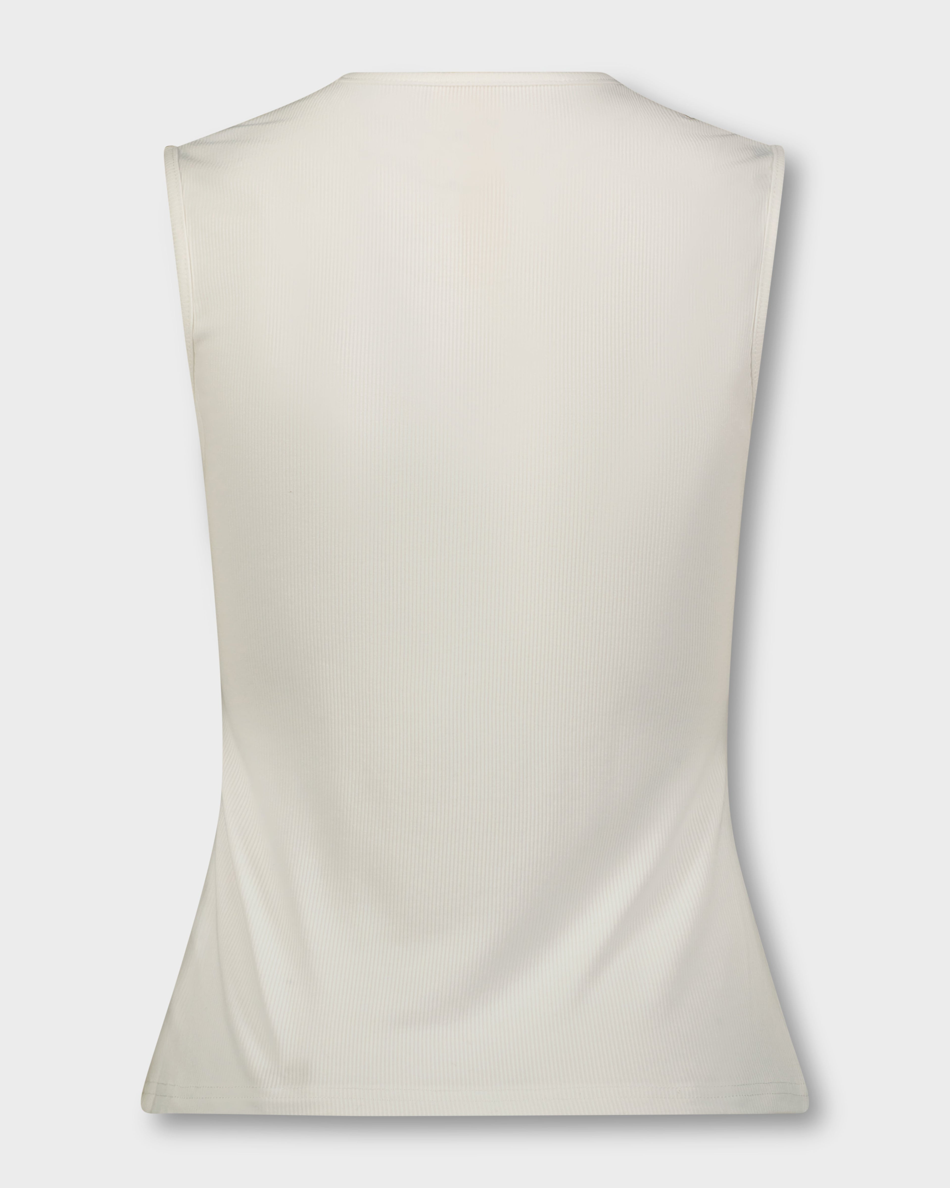 RIBBED CREW SLEEVELESS SHELL-CREAM