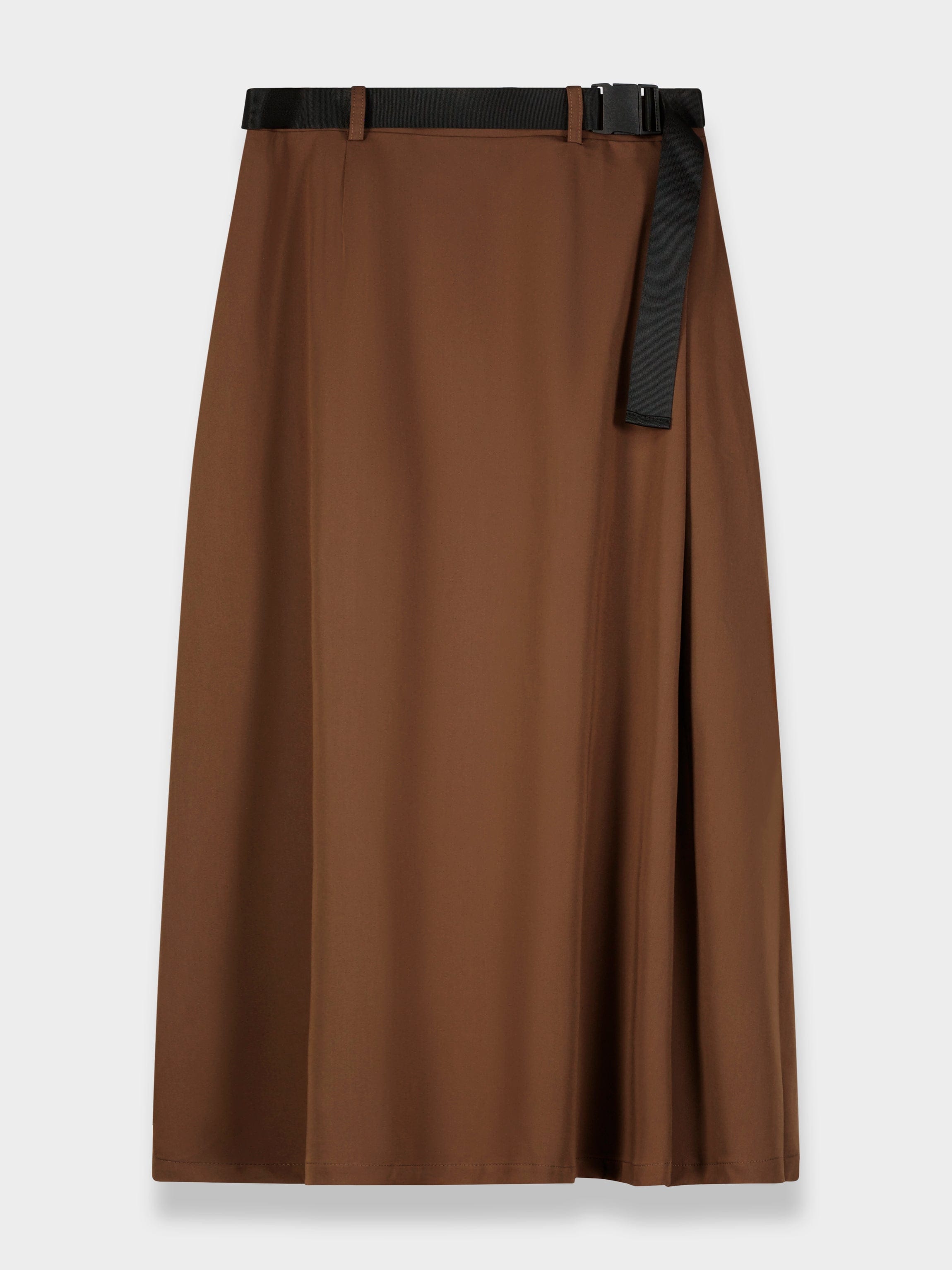 BUCKLE SKIRT-BROWN