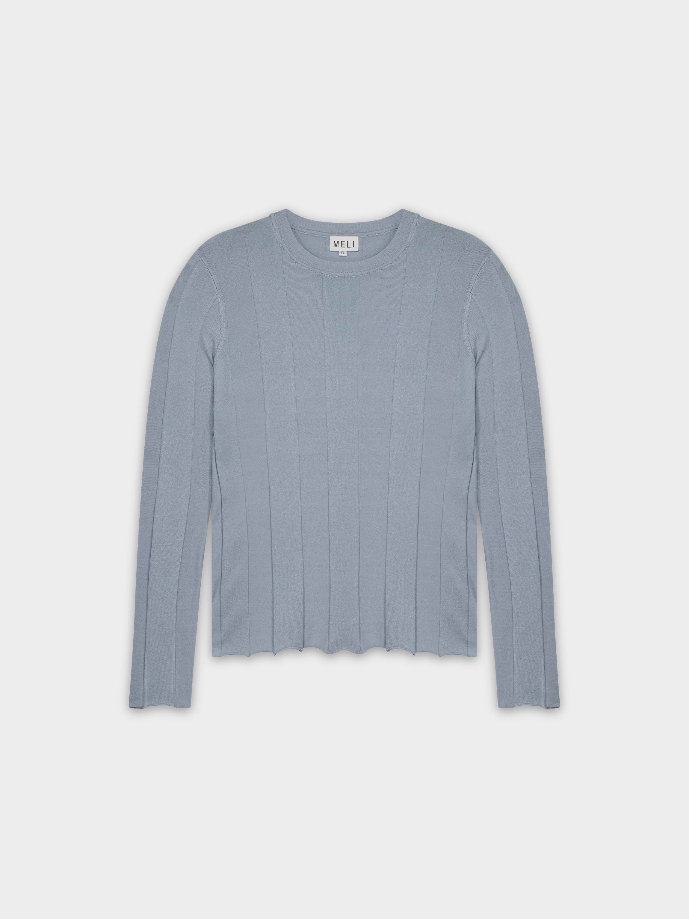 WIDE RIBBED SWEATER-STEEL BLUE