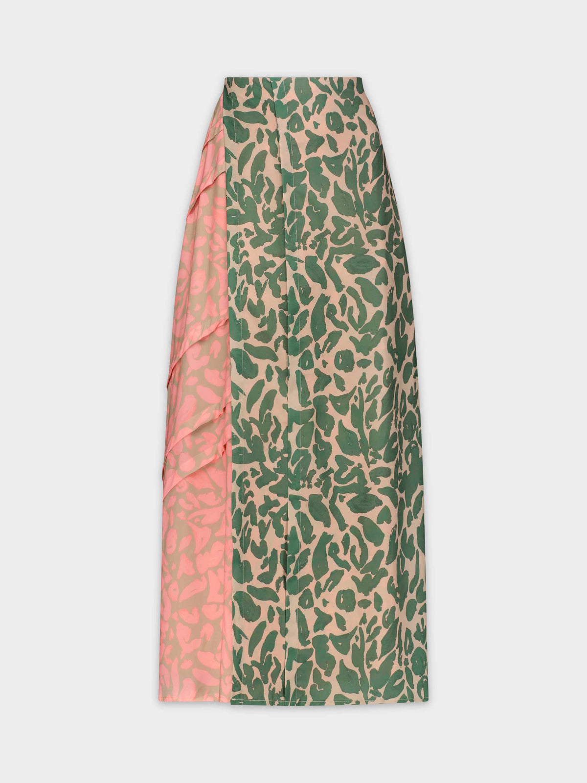 TWO TONE PRINTED SKIRT-PINK/GREEN