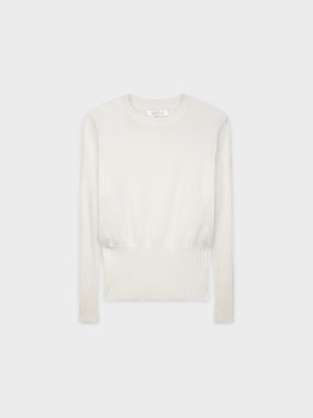 RIBBED WAISTED SWEATER-WHITE
