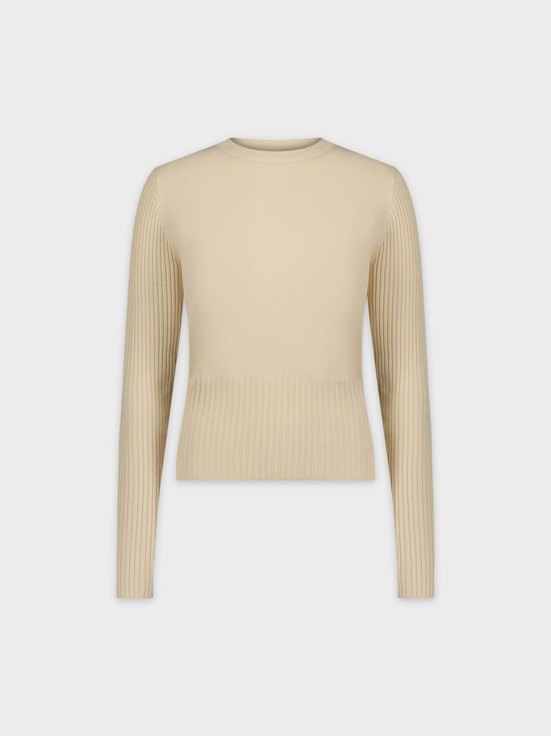 RIBBED WAISTED SWEATER-VANILLA