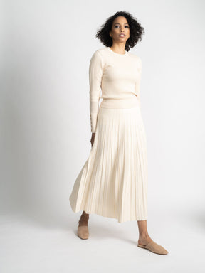 KNIT MAXI PLEAT SKIRT-SUMMER COLLECTION