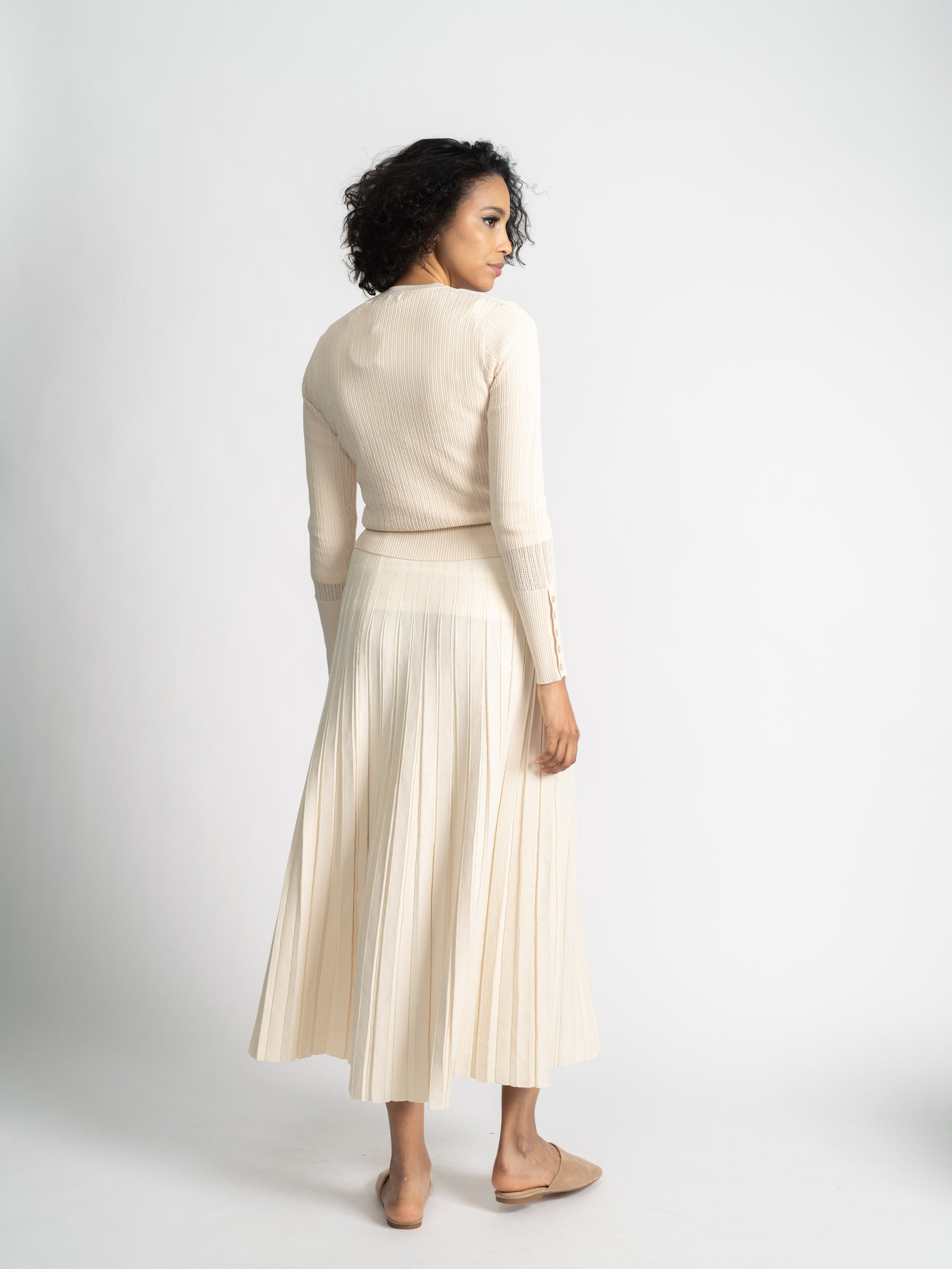 KNIT MAXI PLEAT SKIRT-SUMMER COLLECTION