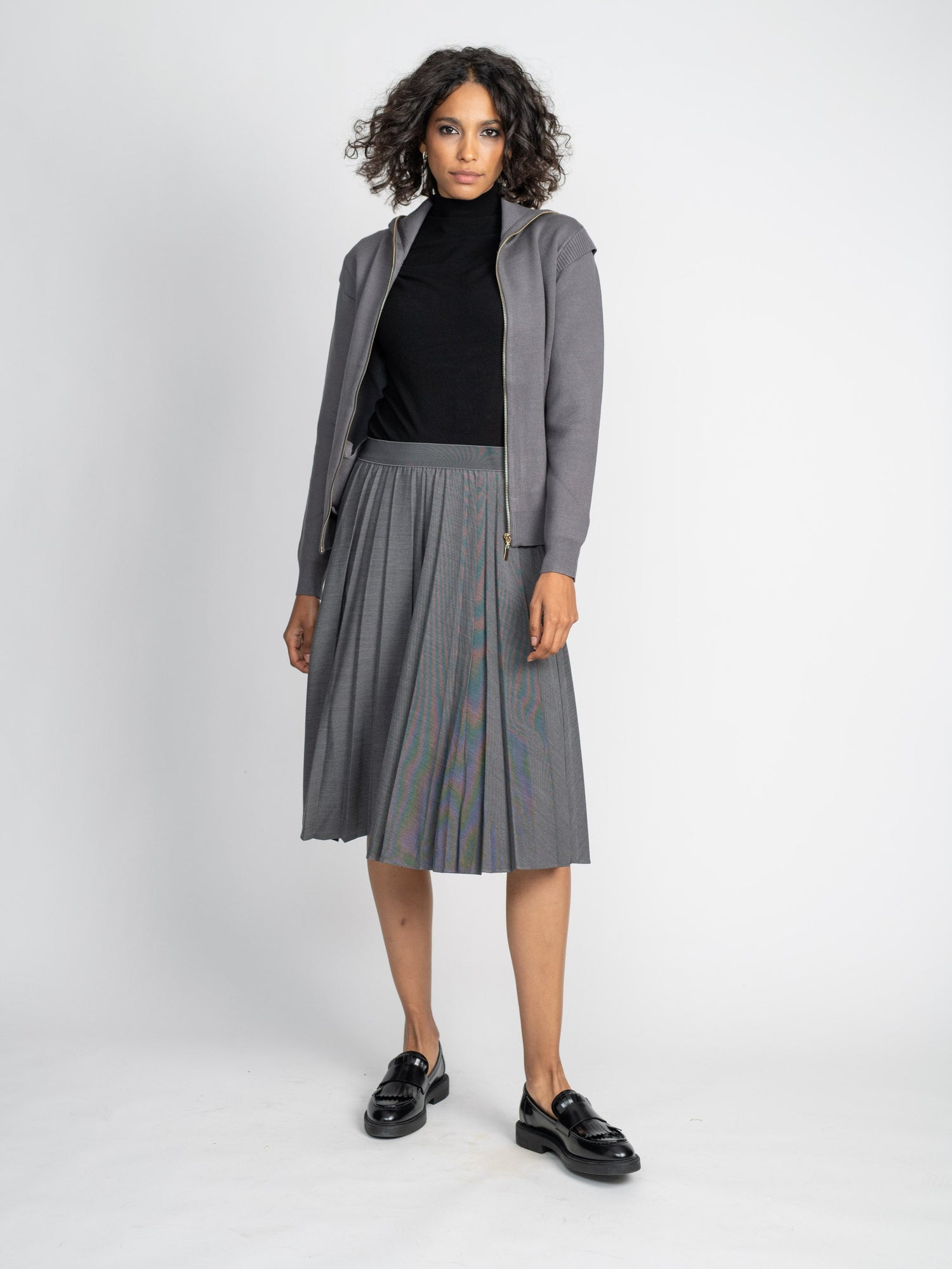 PLEATED SKIRT 27&quot;-GREY