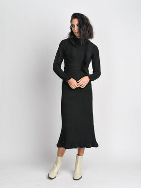 RUFFLE SHRUG DRESS-BLACK