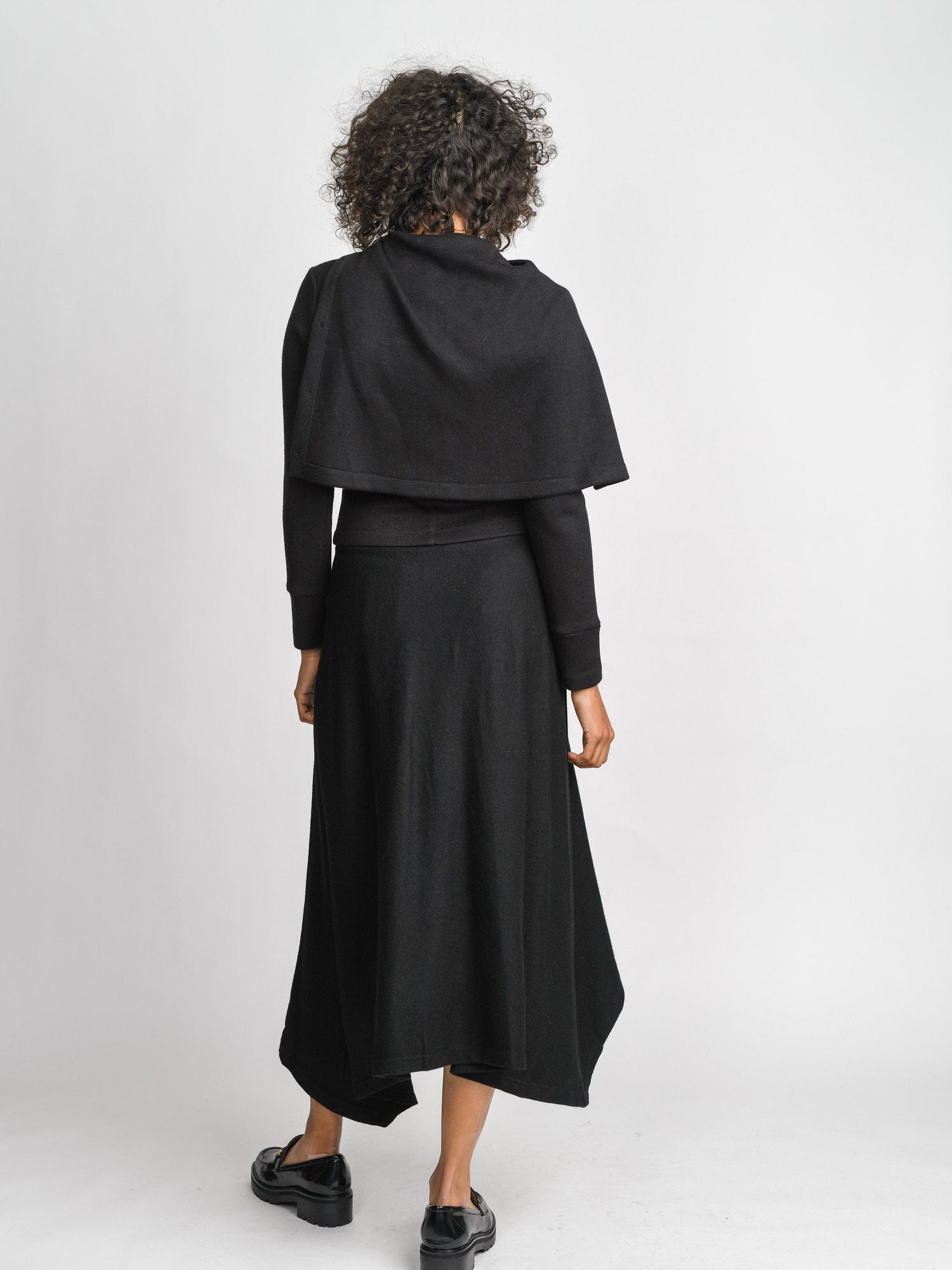 ASYMMETRICAL WOOL SKIRT-BLACK