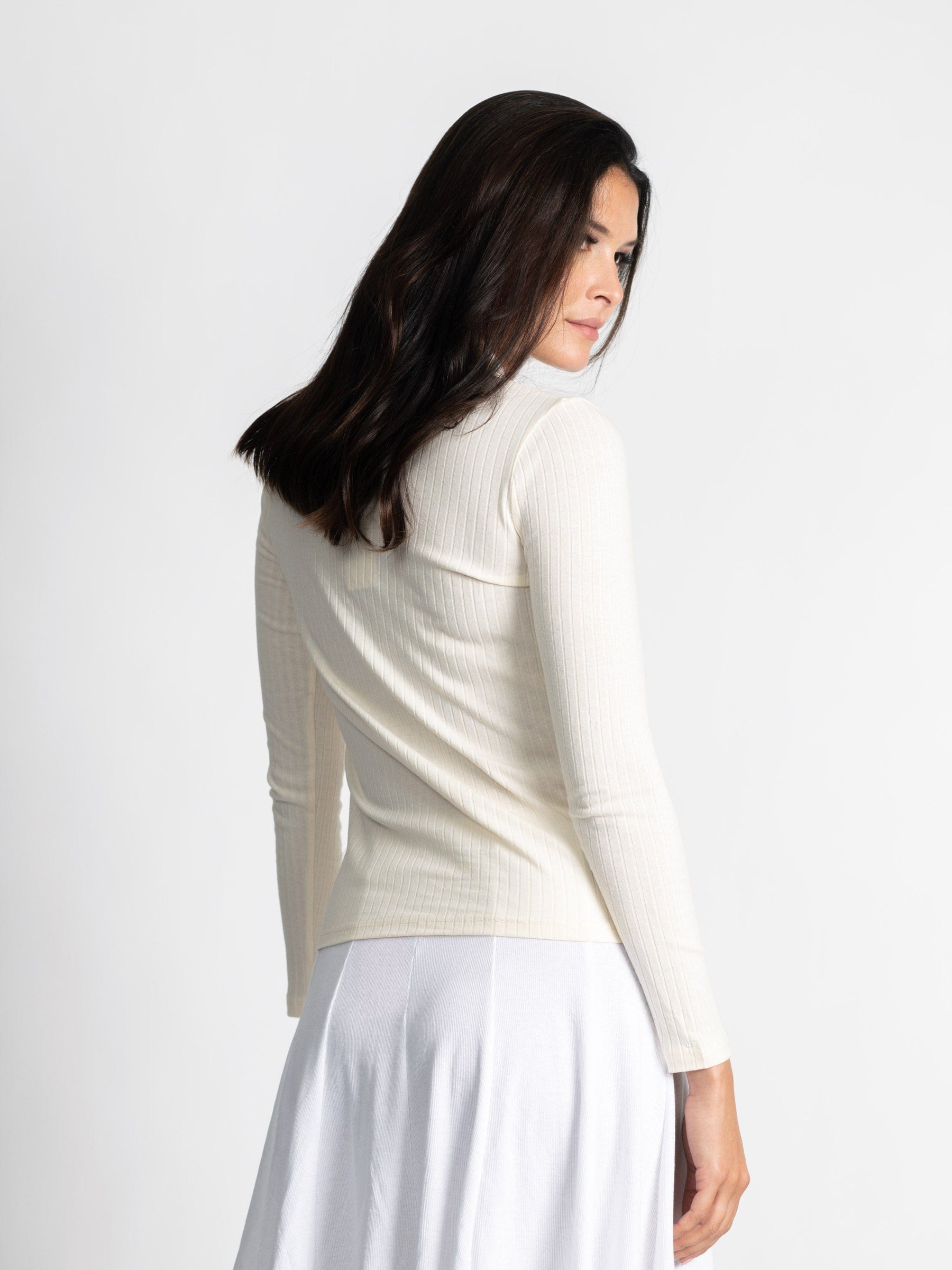 RIBBED COLLAR T-SHIRT 3/4 SLEEVE