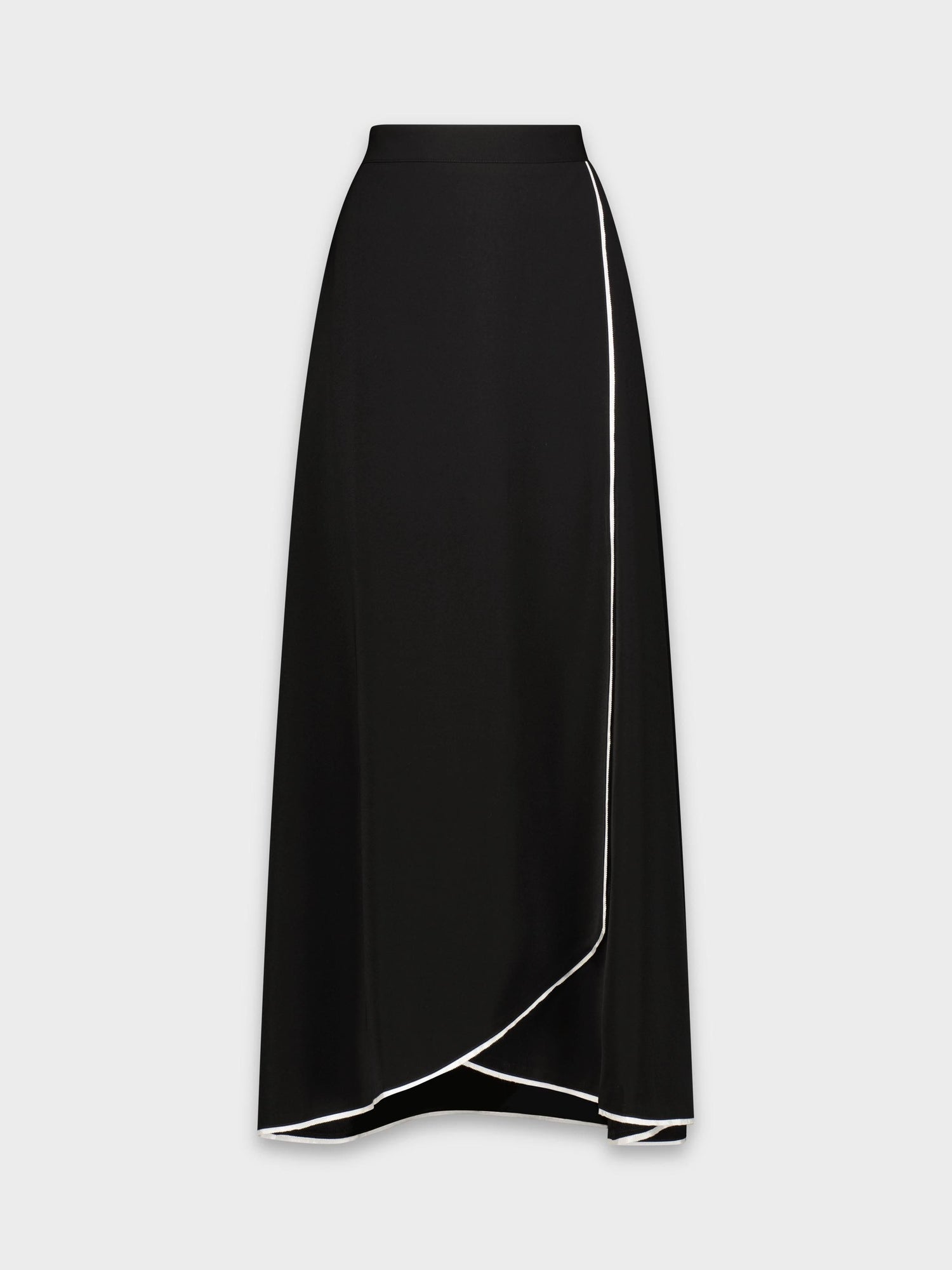 PIPED WRAP SKIRT-BLACK/WHITE