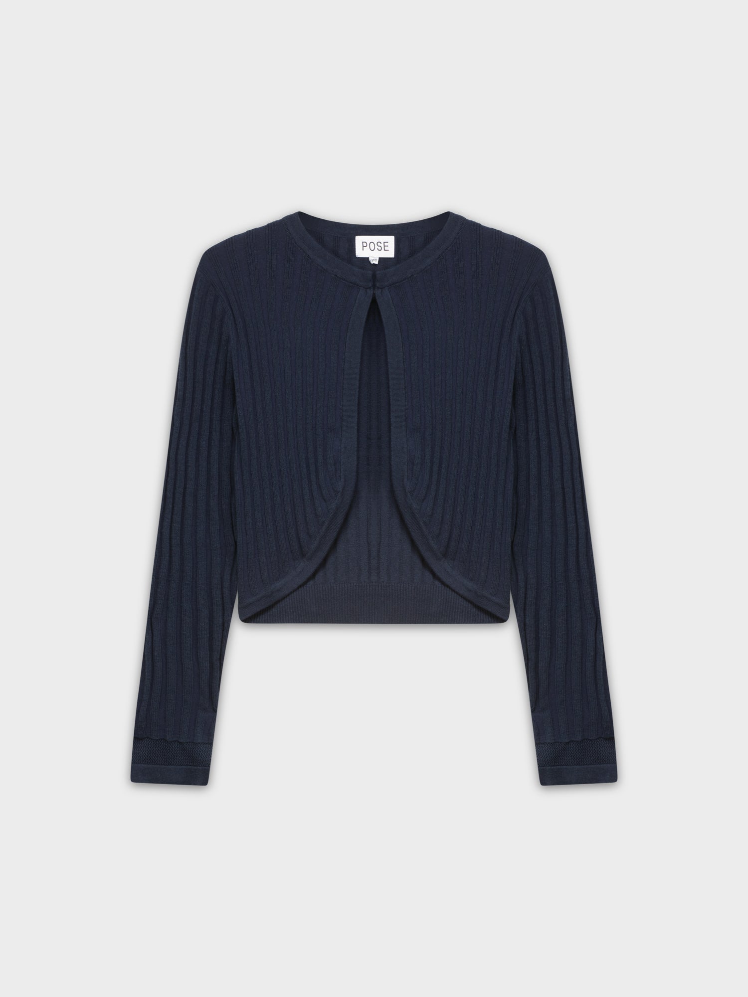 RIBBED SHRUG-NAVY