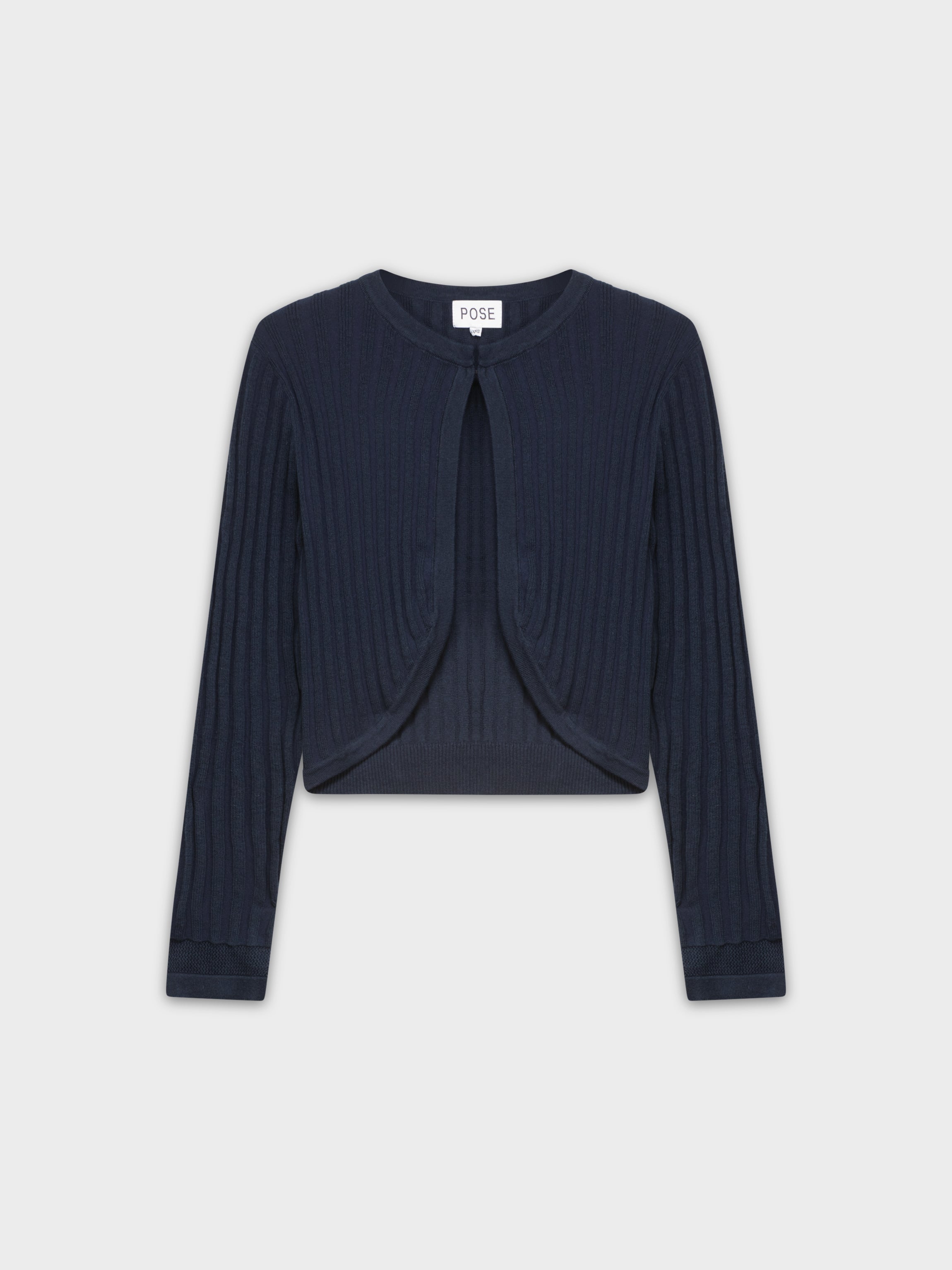 RIBBED SHRUG-NAVY