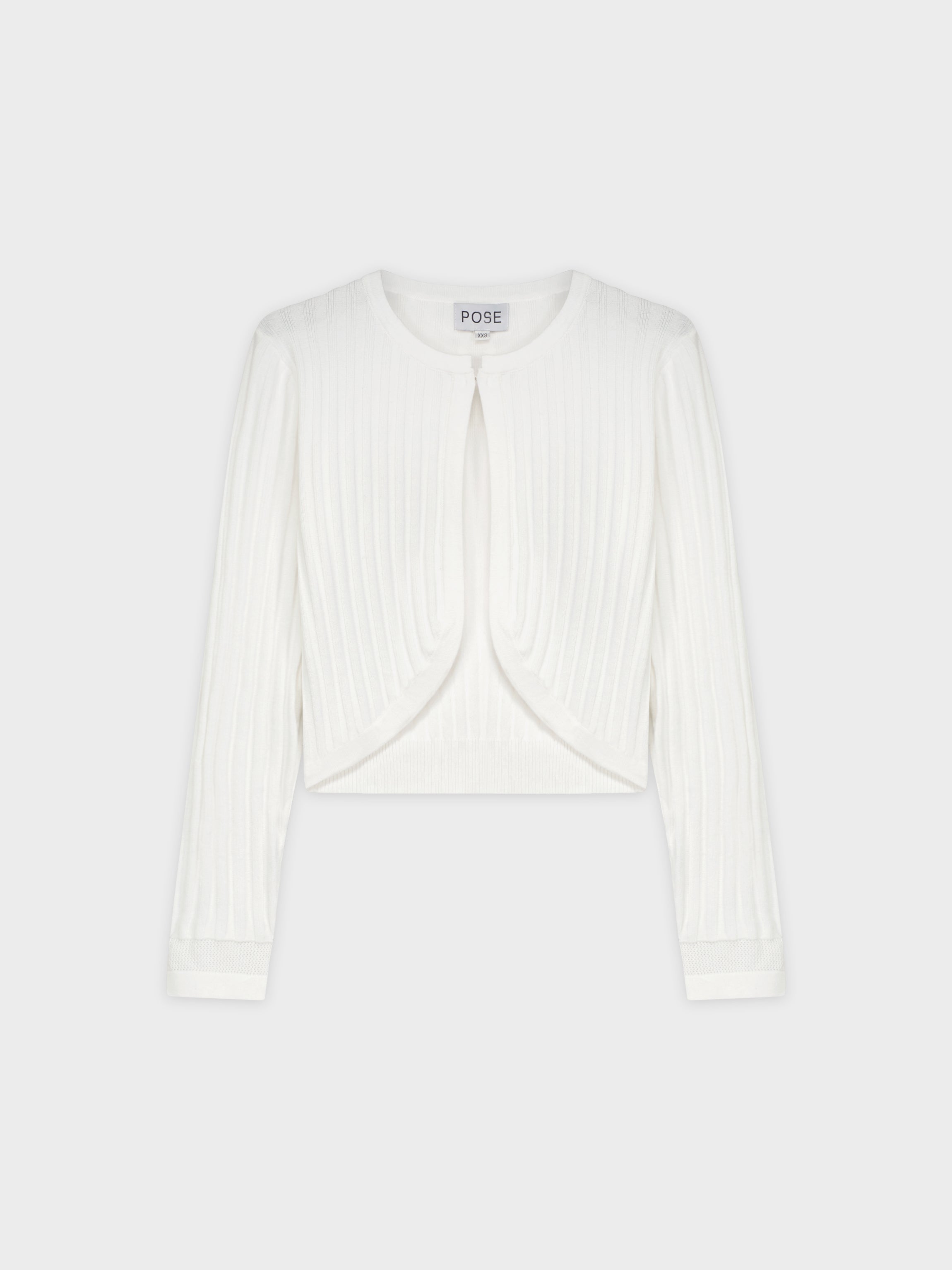 RIBBED SHRUG-WHITE