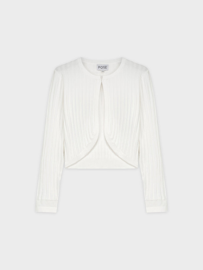 RIBBED SHRUG-WHITE