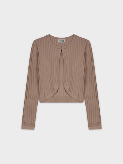 RIBBED SHRUG-TAN