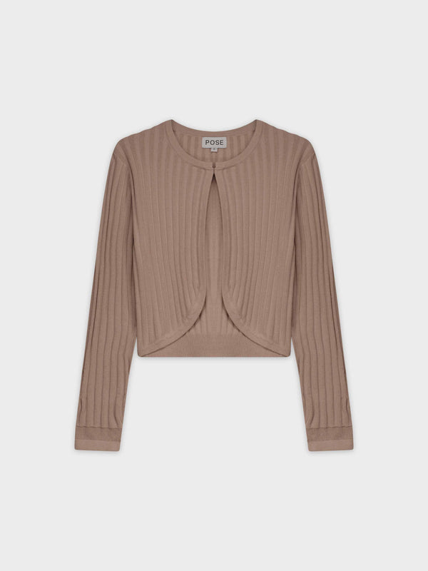 RIBBED SHRUG-TAN