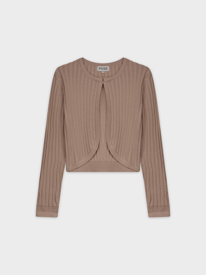 RIBBED SHRUG-TAN