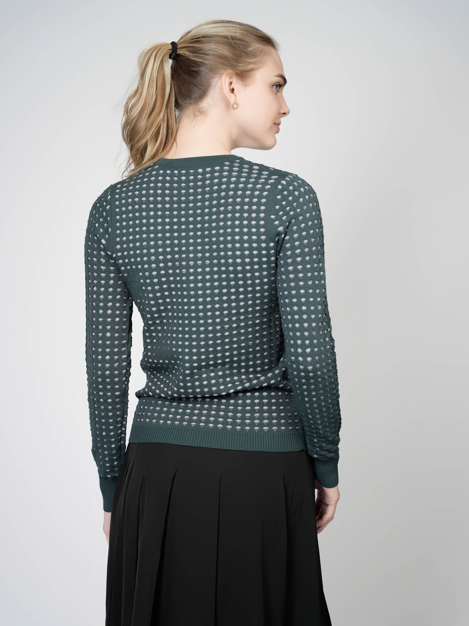 KNIT LINED SWEATER-GREEN/GREY
