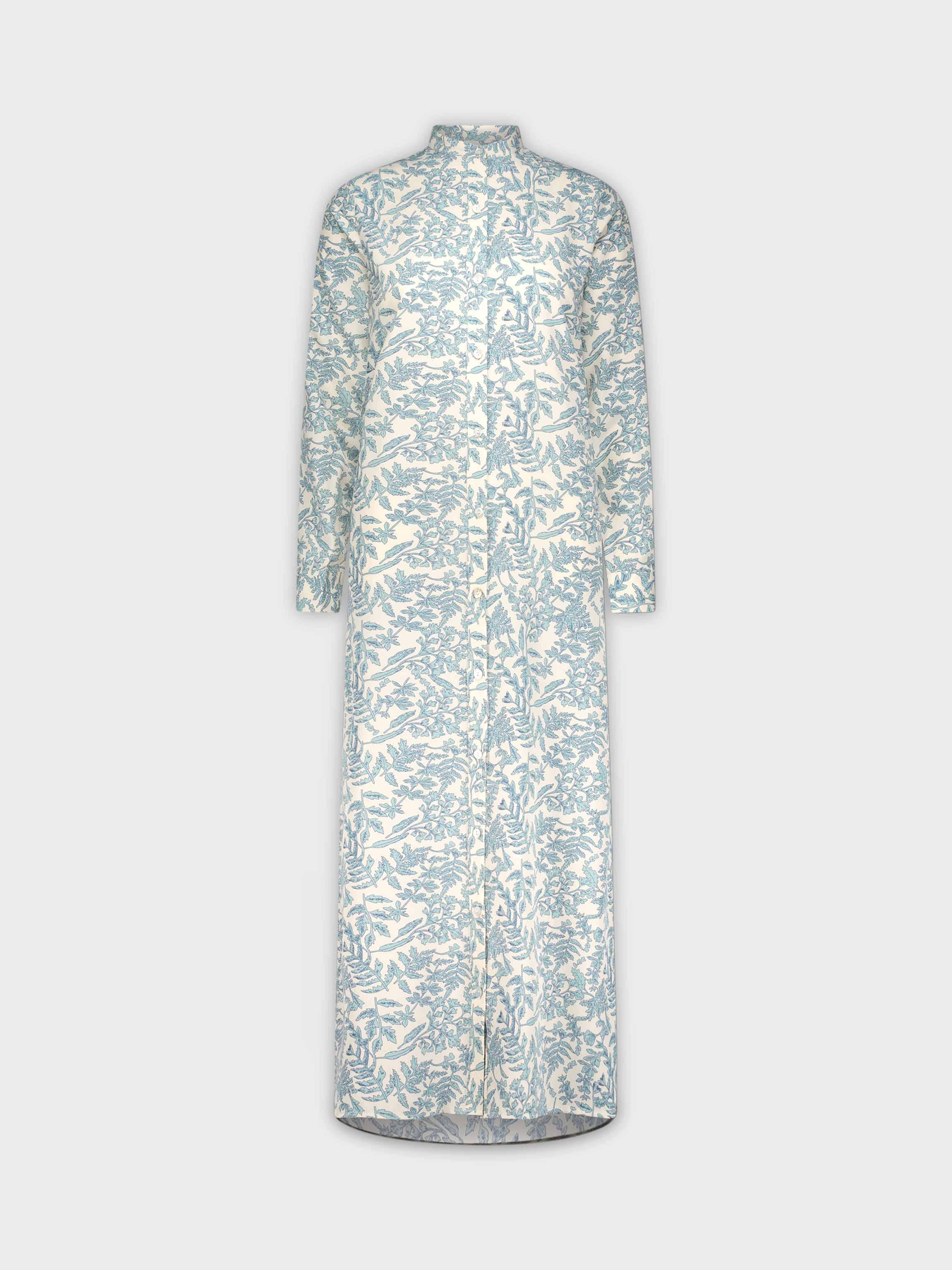 LONG SHIRTDRESS-LIGHT BLUE FLORAL