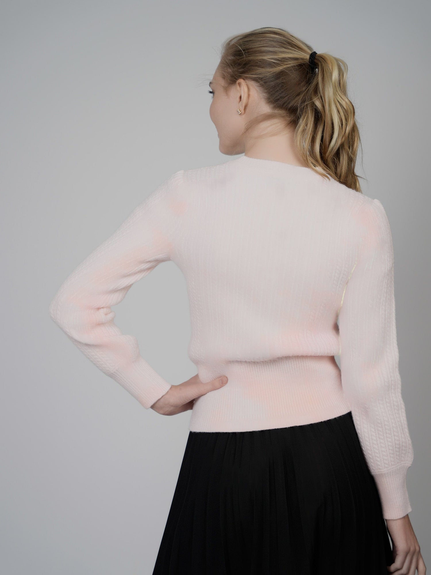 CABLE KNIT SWEATER-PINK