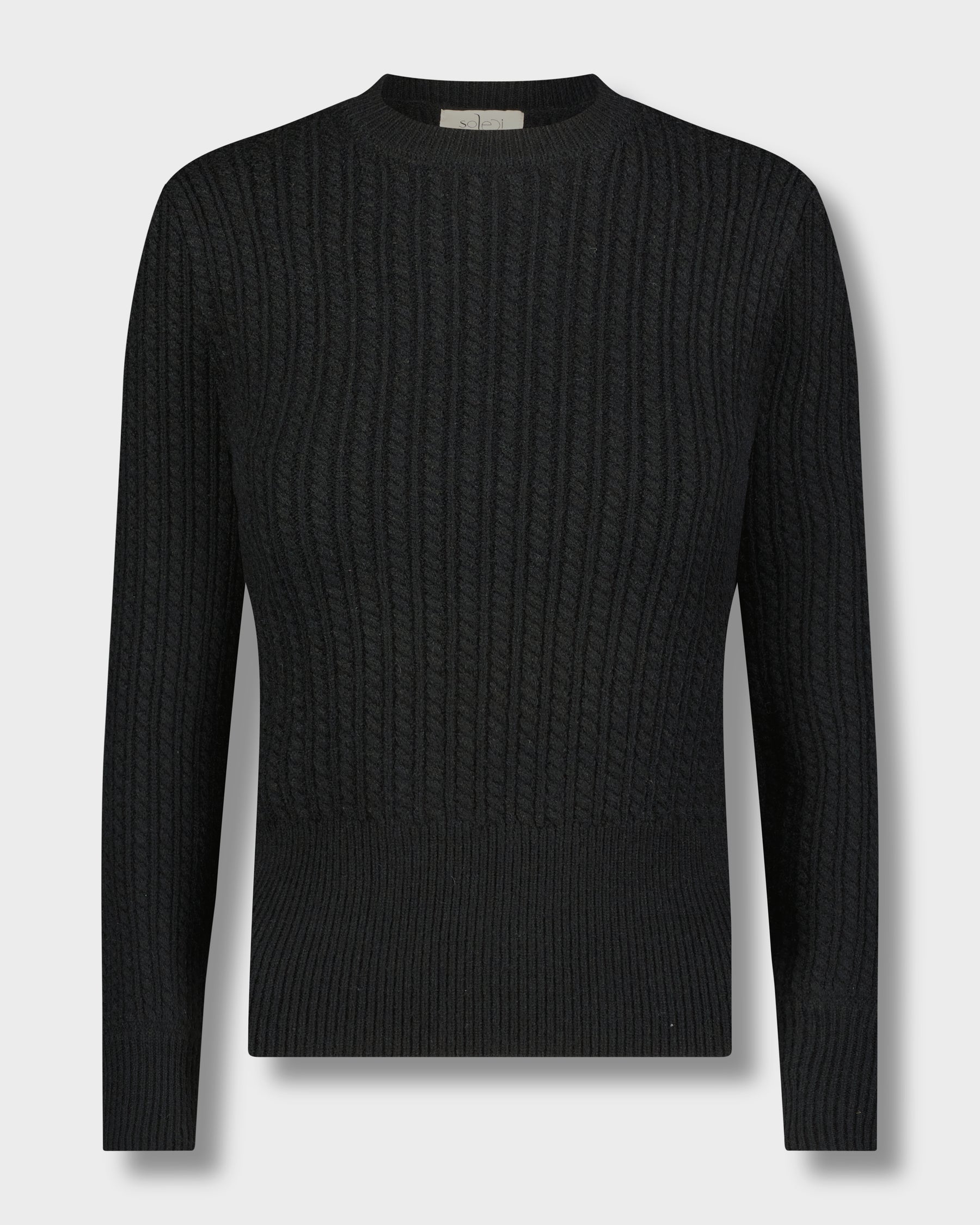 CABLE KNIT SWEATER-BLACK
