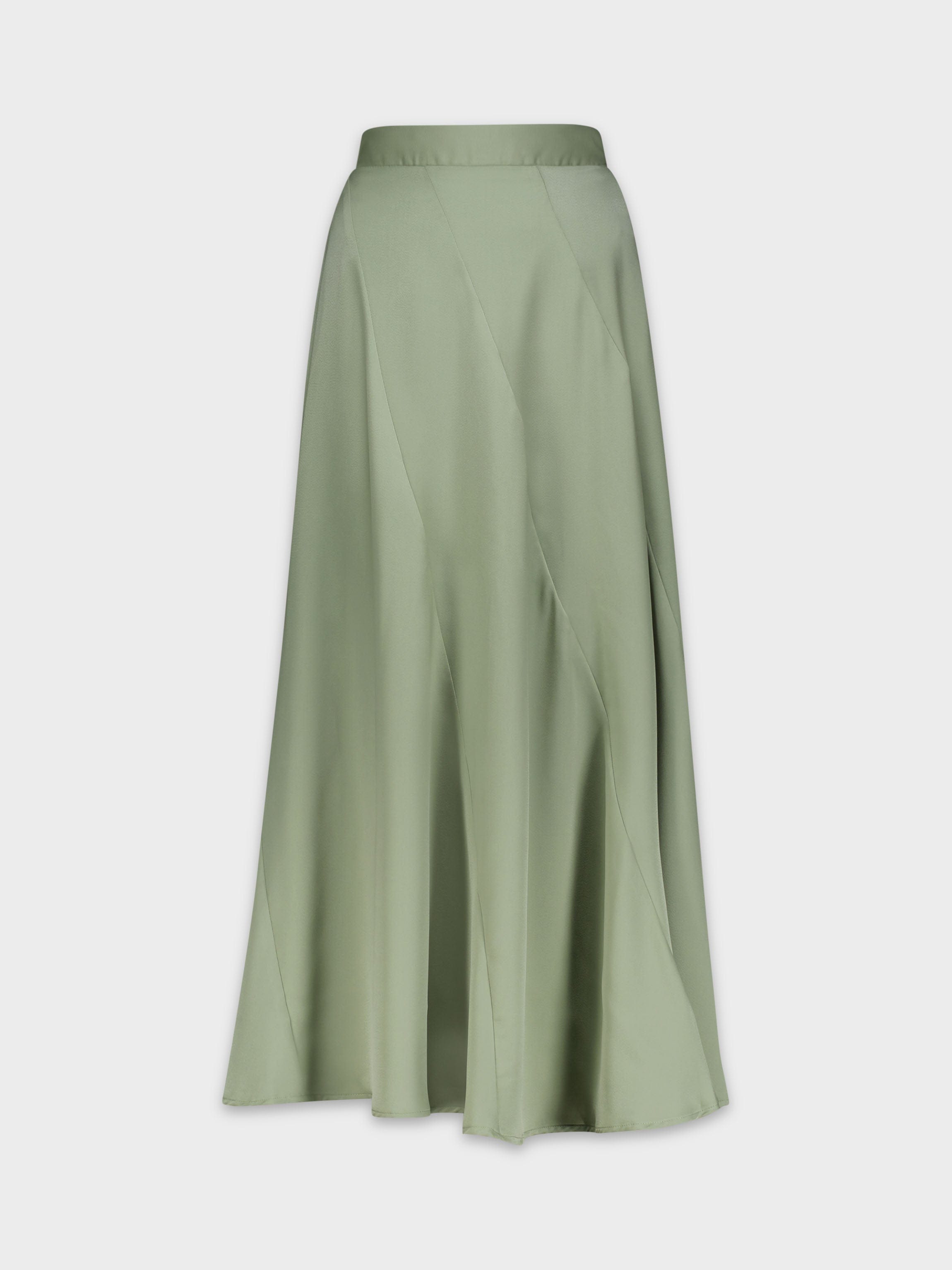 FULL SATIN SKIRT-SAGE GREEN