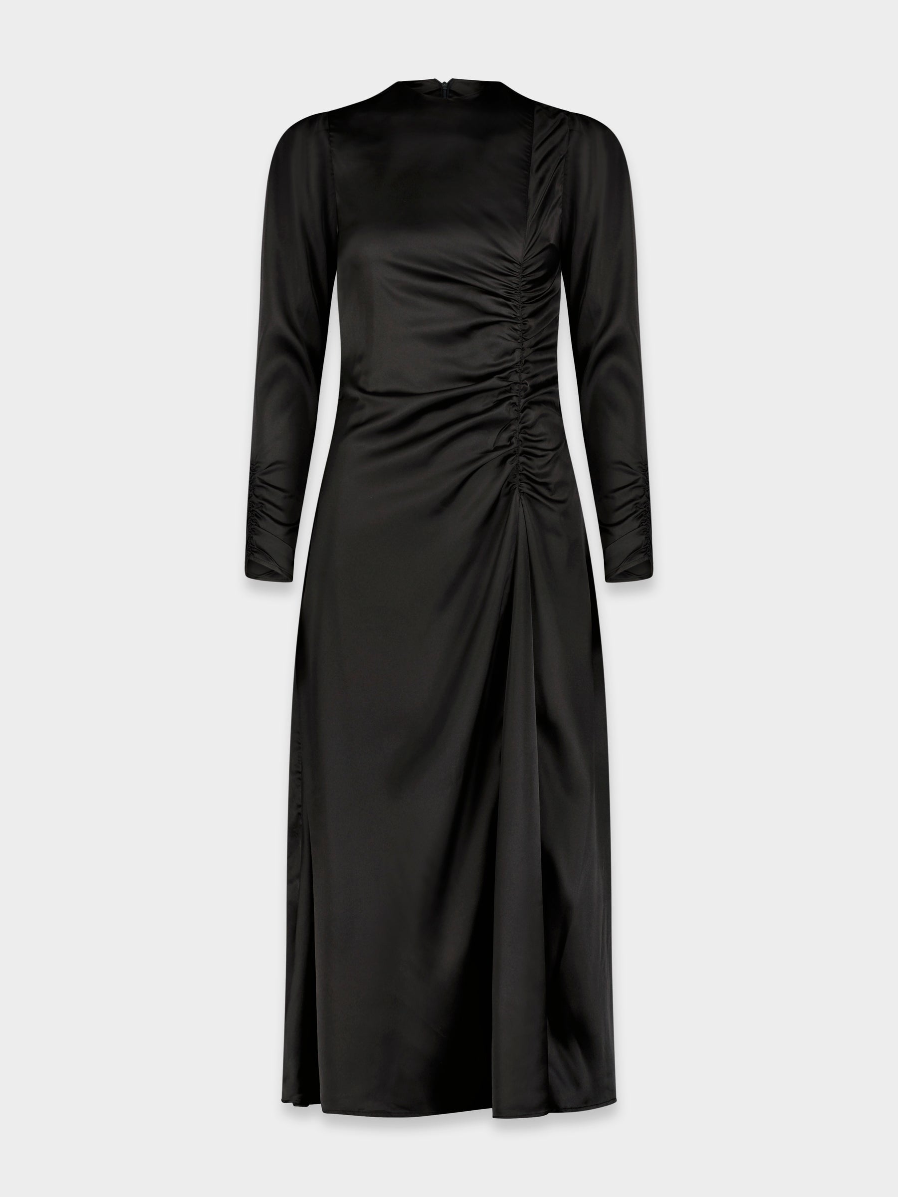 SIDE SHIRRED DRESS-BLACK
