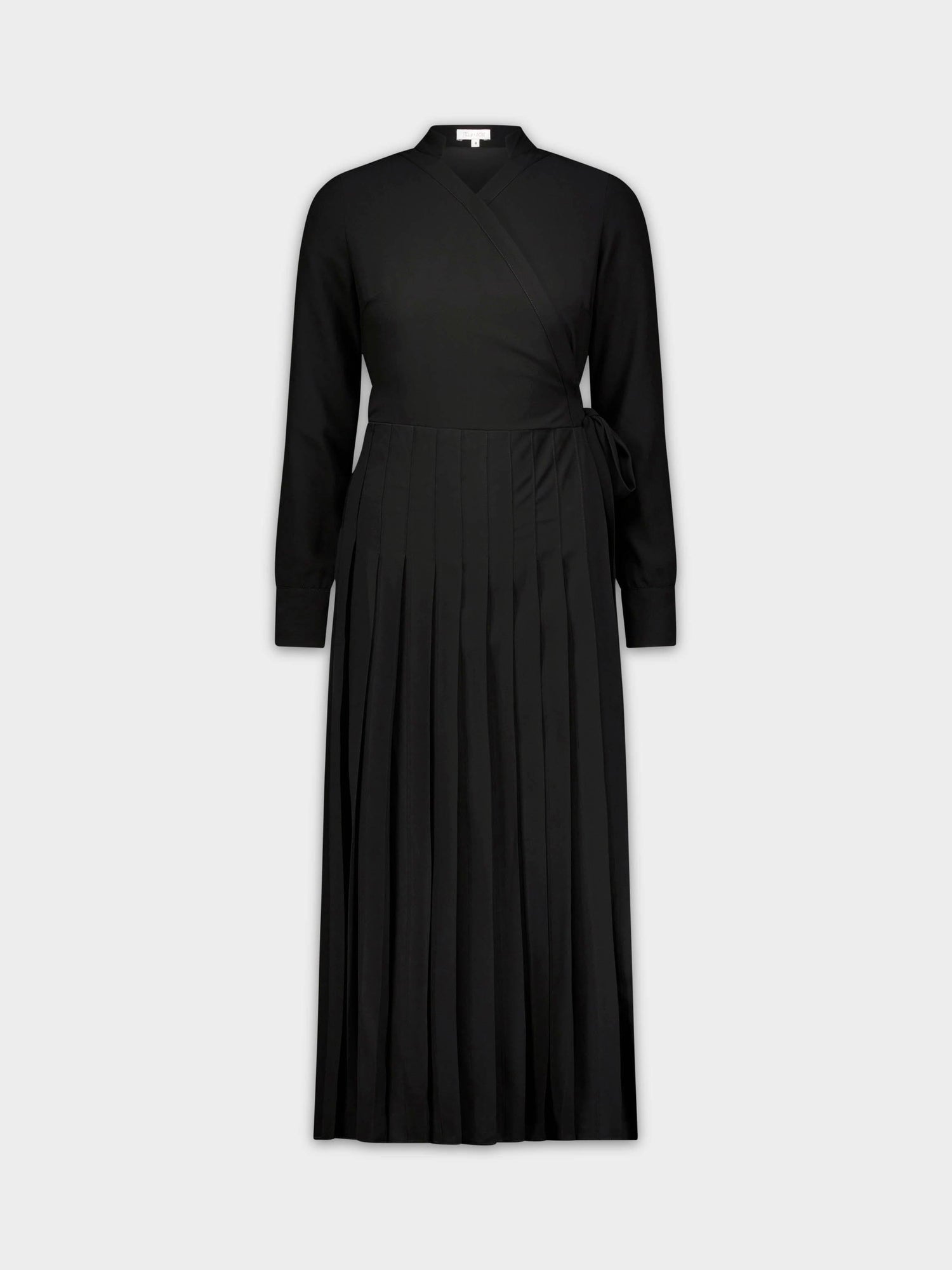 VESTIDO ENVOLVENTE PLISADO-NEGRO