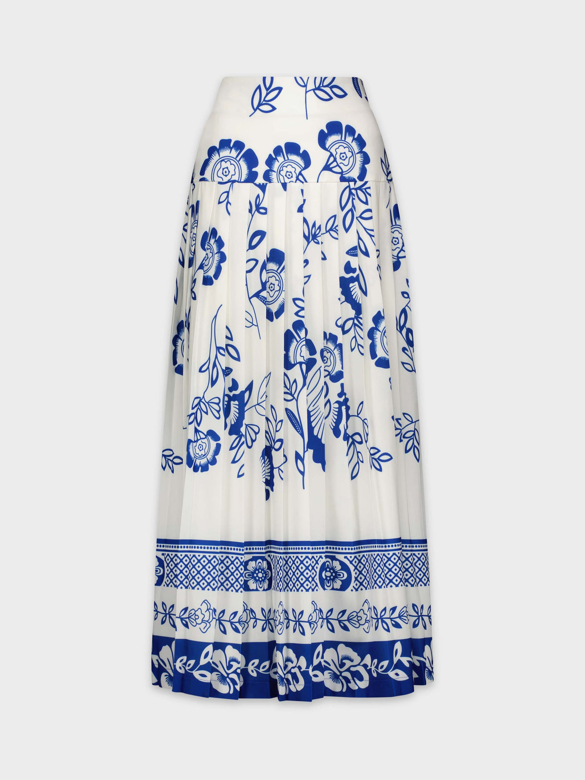PLEATED FLORAL SKIRT-BLUE FLORAL