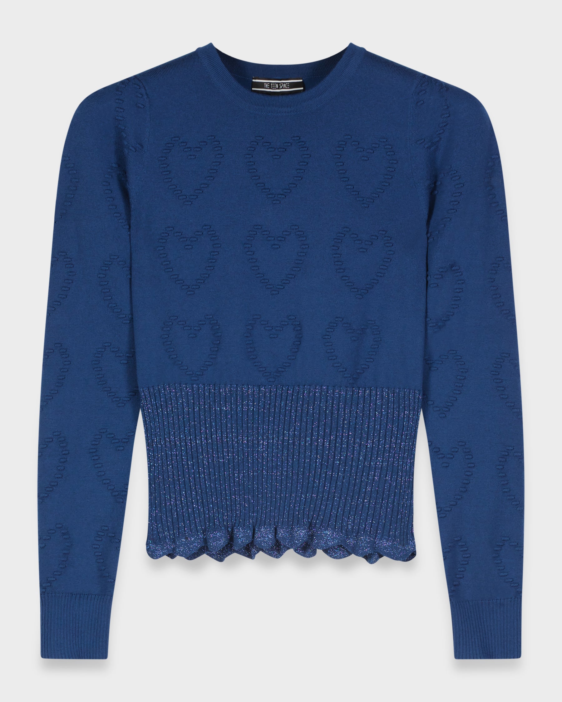 LUREX EMBROIDERED SWEATER-SLATE BLUE