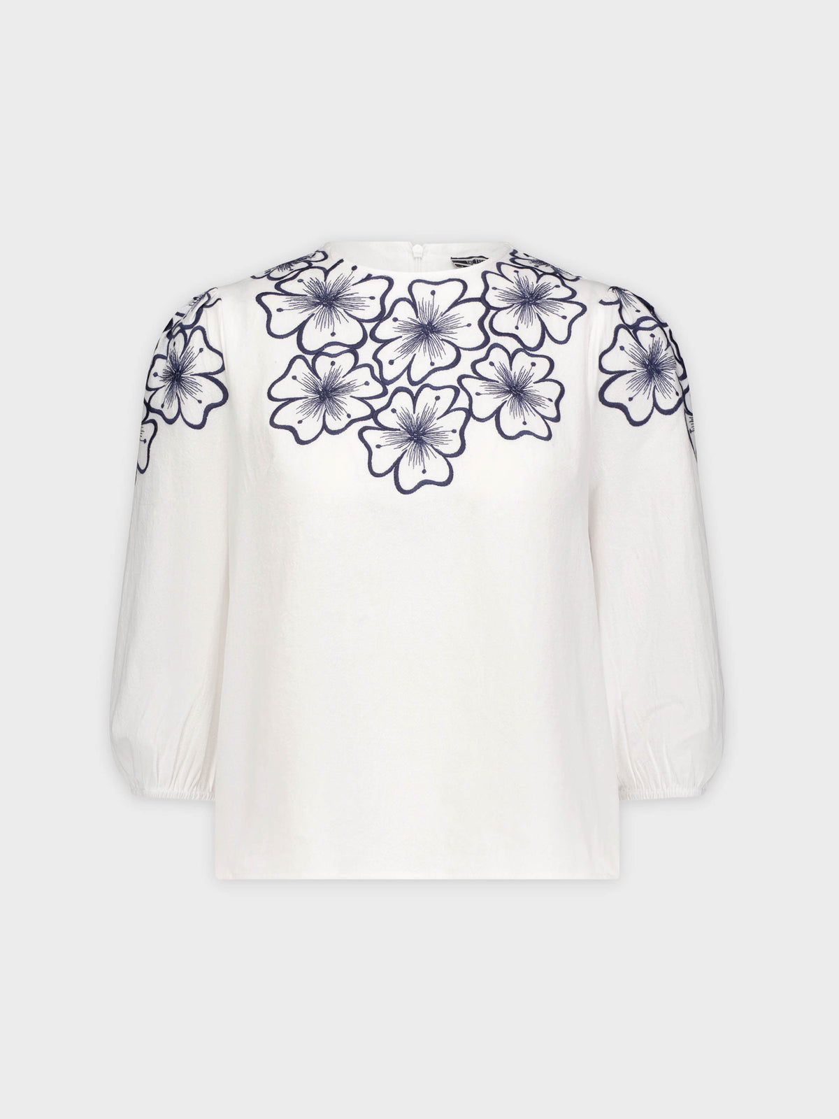FLOWER CUT OUT BLOUSE-WHITE