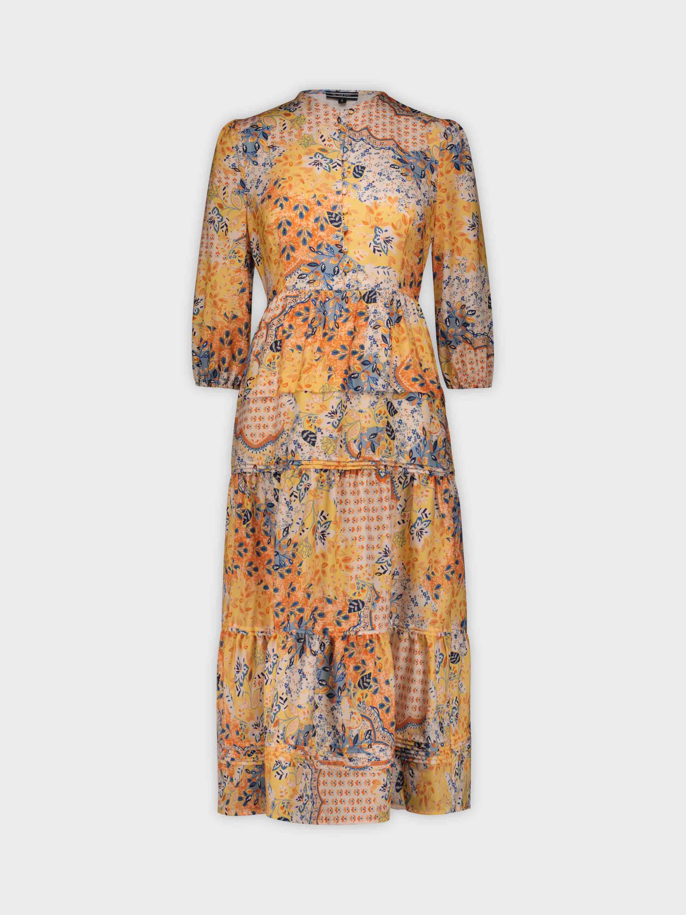 MINI PLEAT DRESS-ORANGE PAISLEY