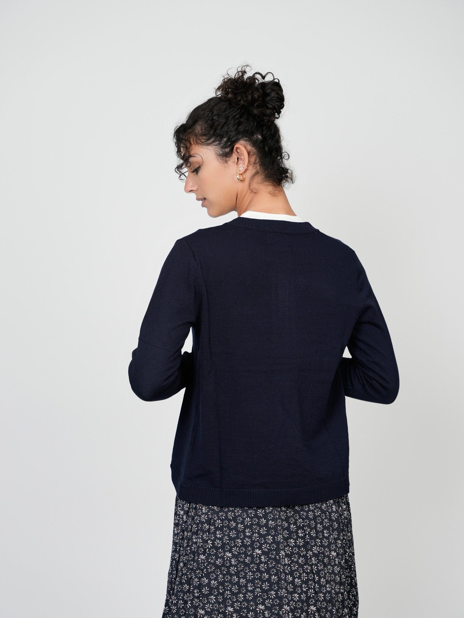 BANDED SHRUG-NAVY