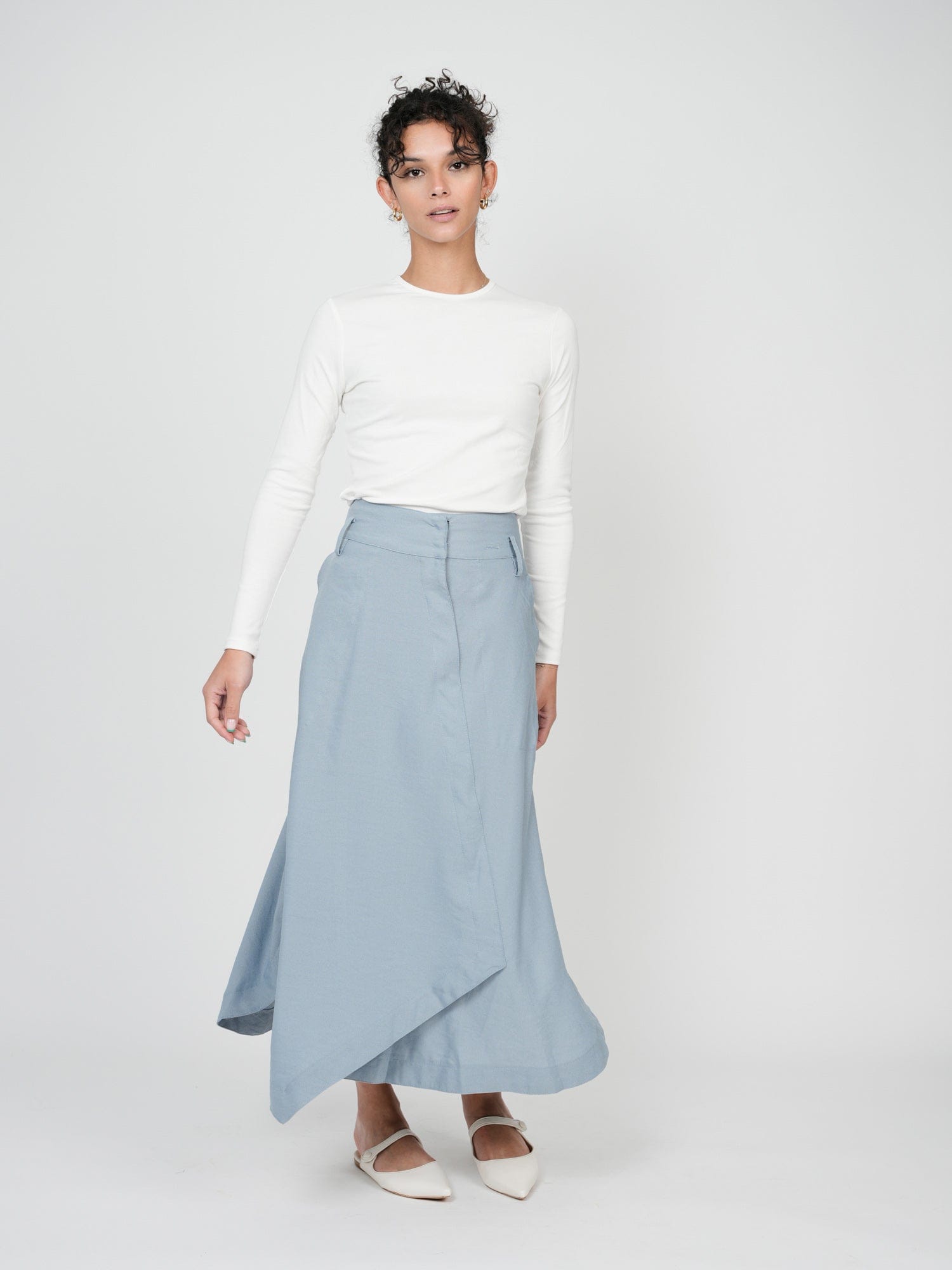 Light blue wrap skirt best sale