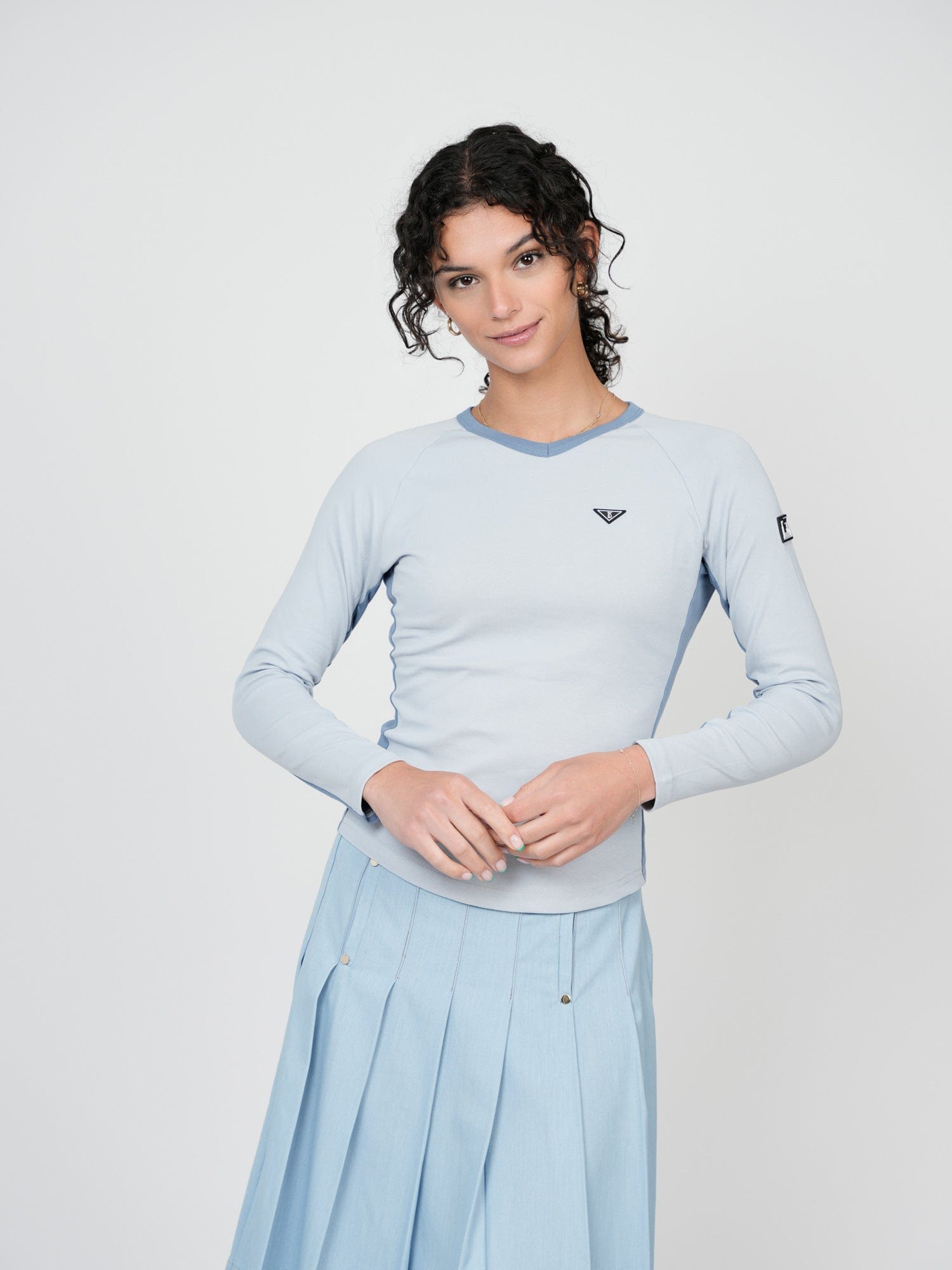 FALDA DENIM PLISADA-DENIM CLARO