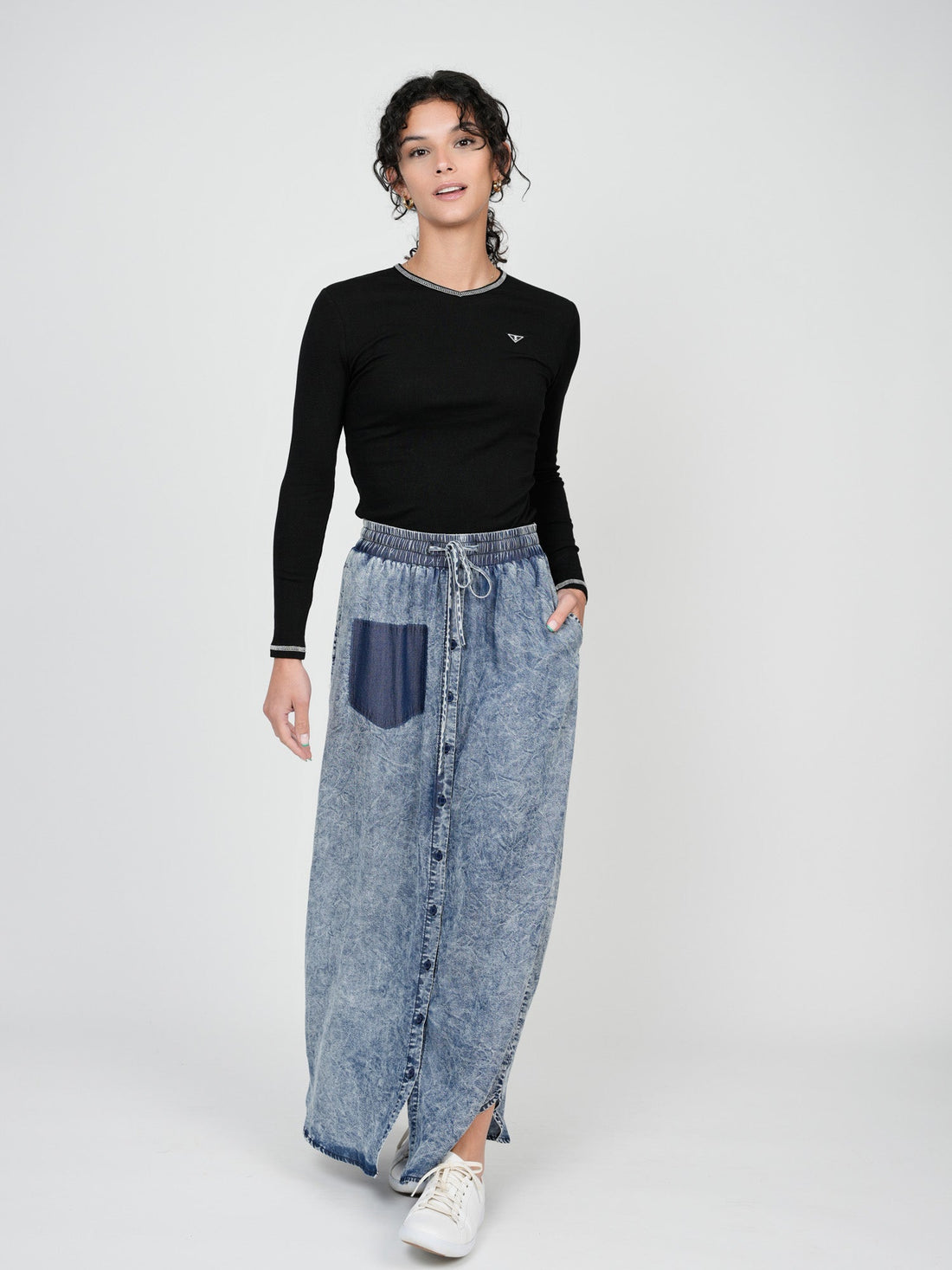 FALDA DENIM BOLSILLO-LAVADA