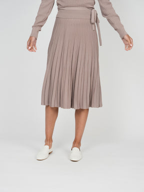 KNIT MAXI PLEAT SKIRT 26''- TAUPE