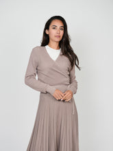 KNIT MAXI PLEAT SKIRT 35"-TAUPE