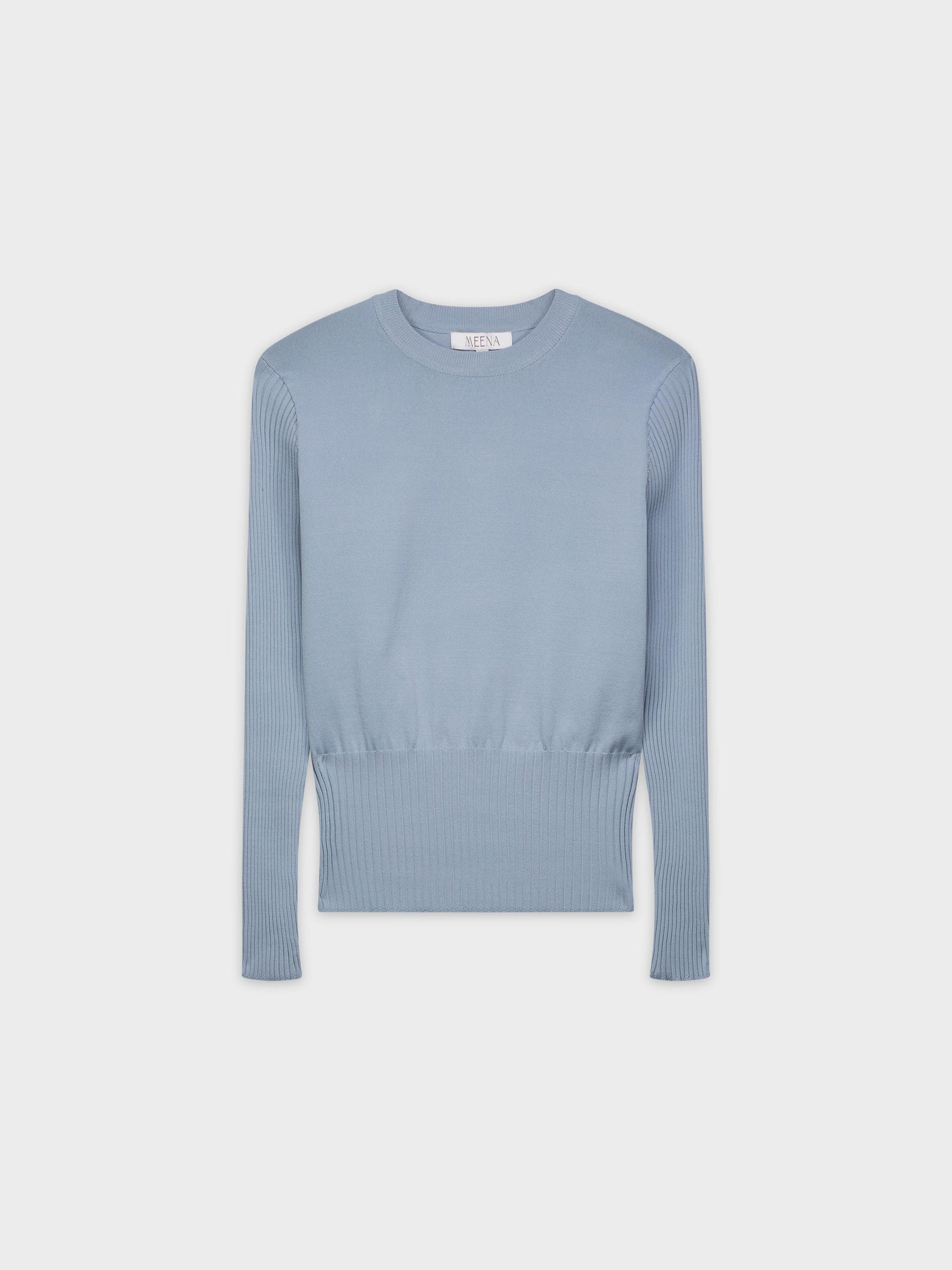RIBBED WAISTED SWEATER-STEEL BLUE
