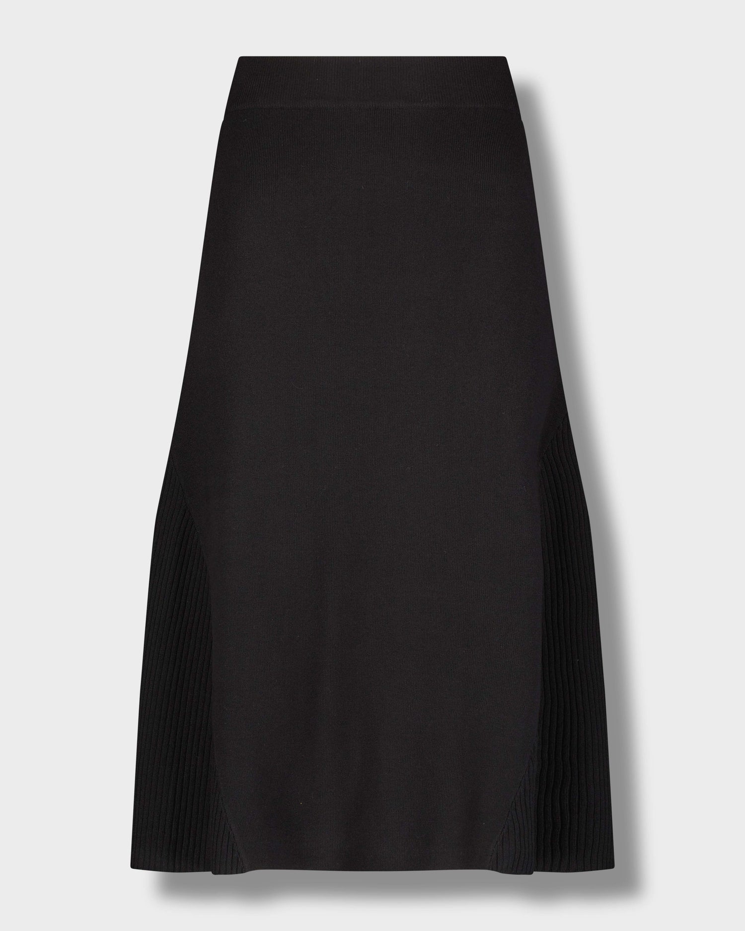 SIDE RIBBED SKIRT-BLACK