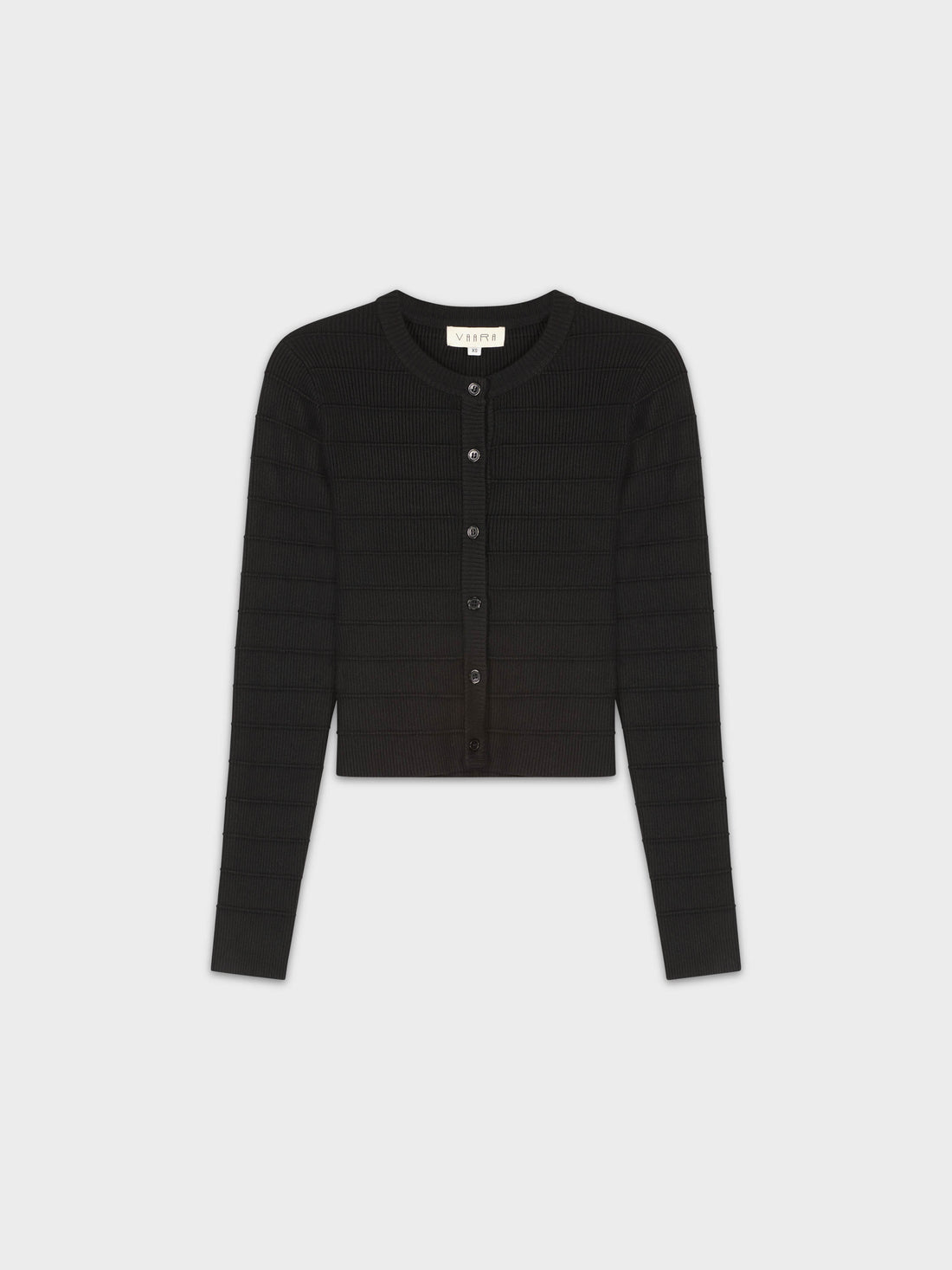 RIBBED CROPPED CARDIGAN-BLACK