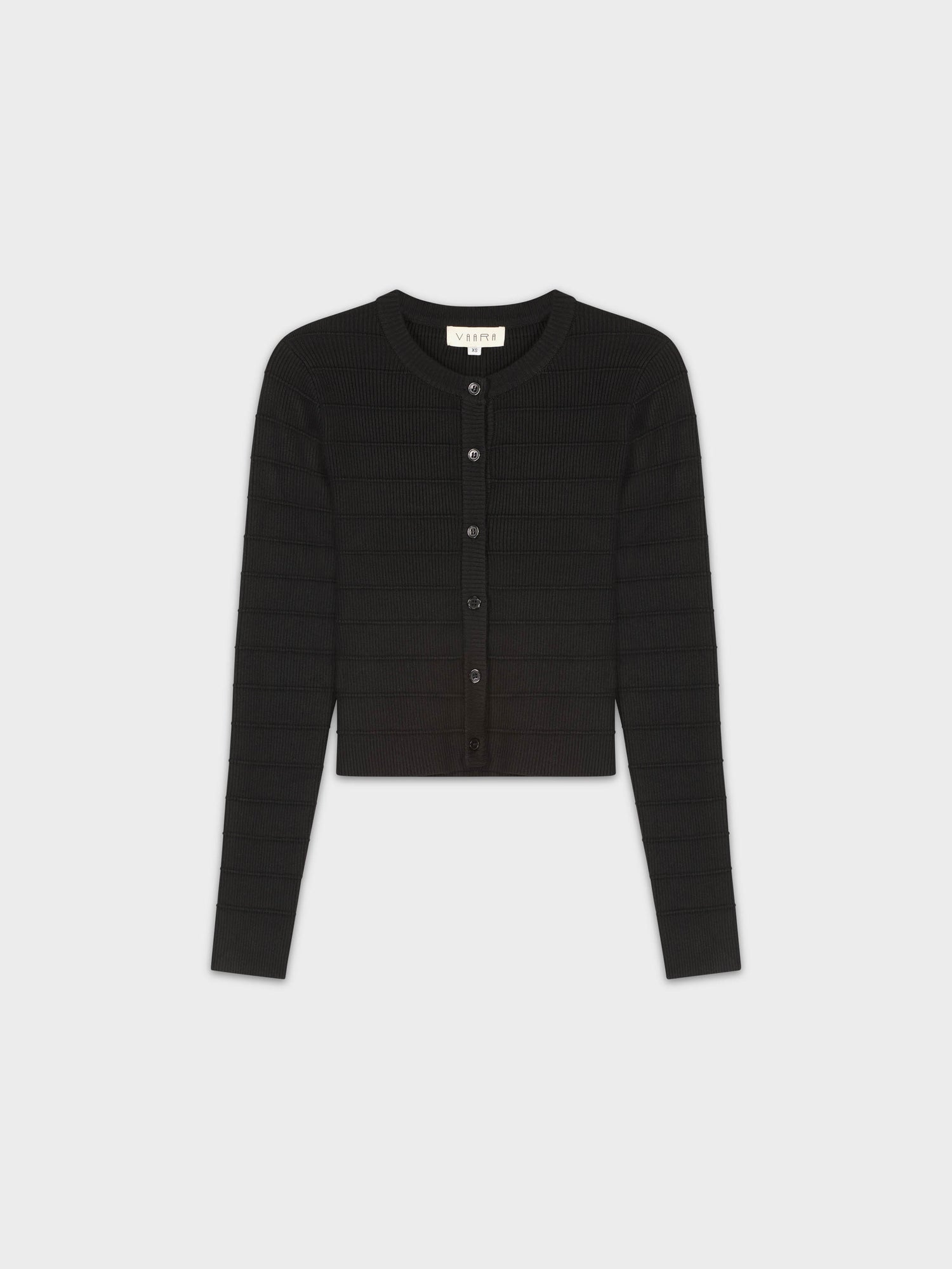 RIBBED CROPPED CARDIGAN-BLACK