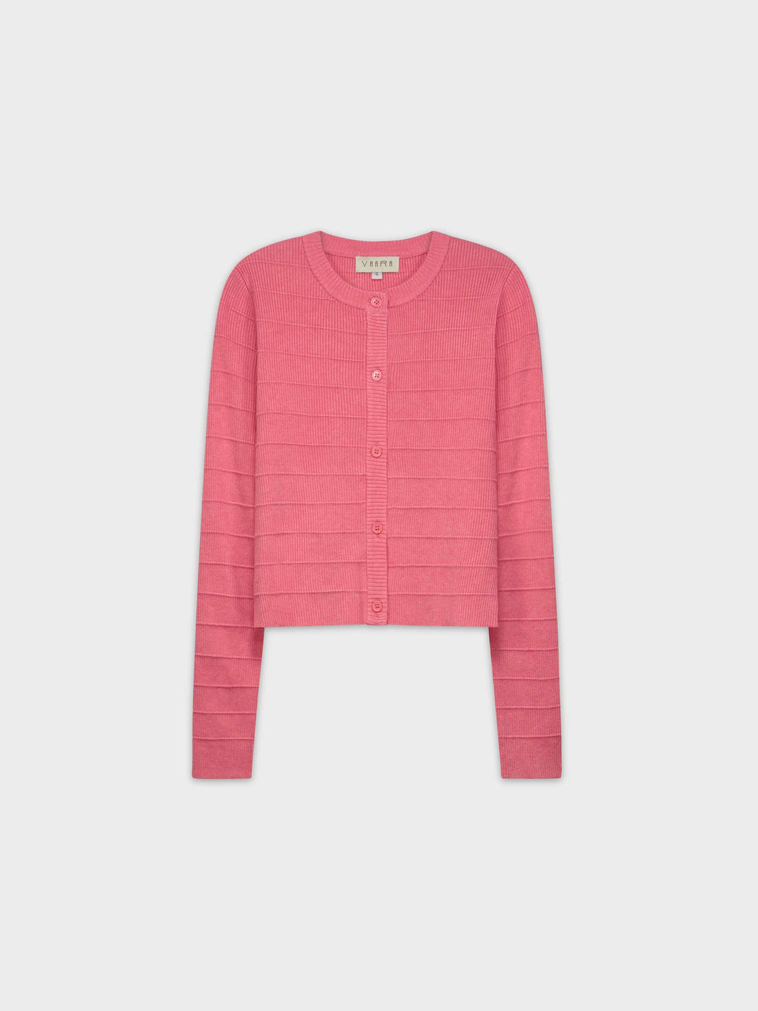 RIBBED CROPPED CARDIGAN-ROSE