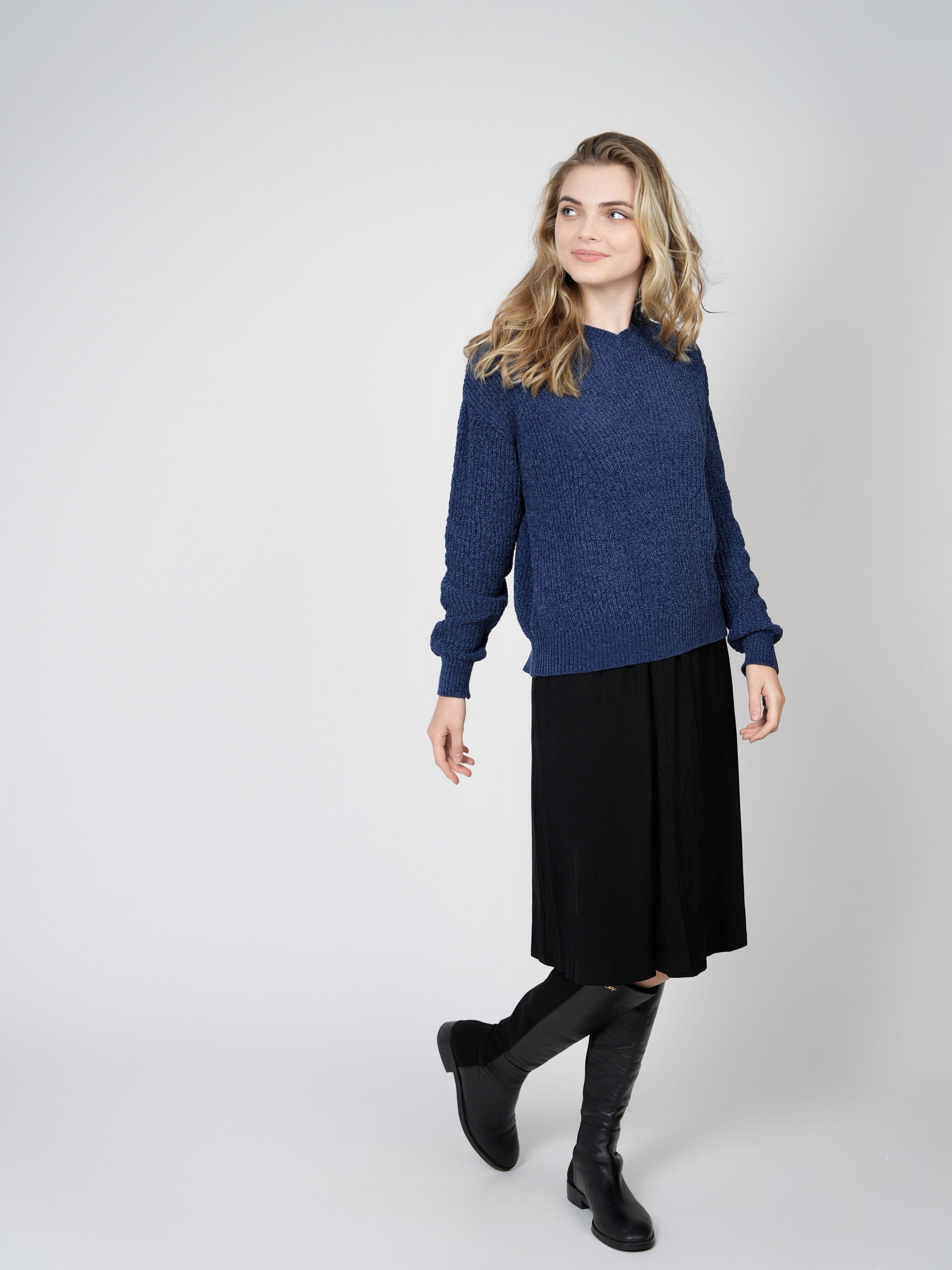 CHENILLE SWEATER-NAVY