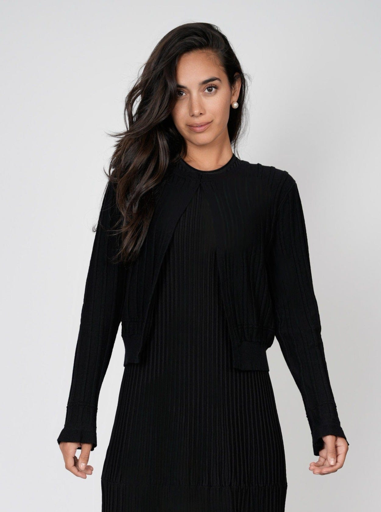 BANDED SHRUG-BLACK