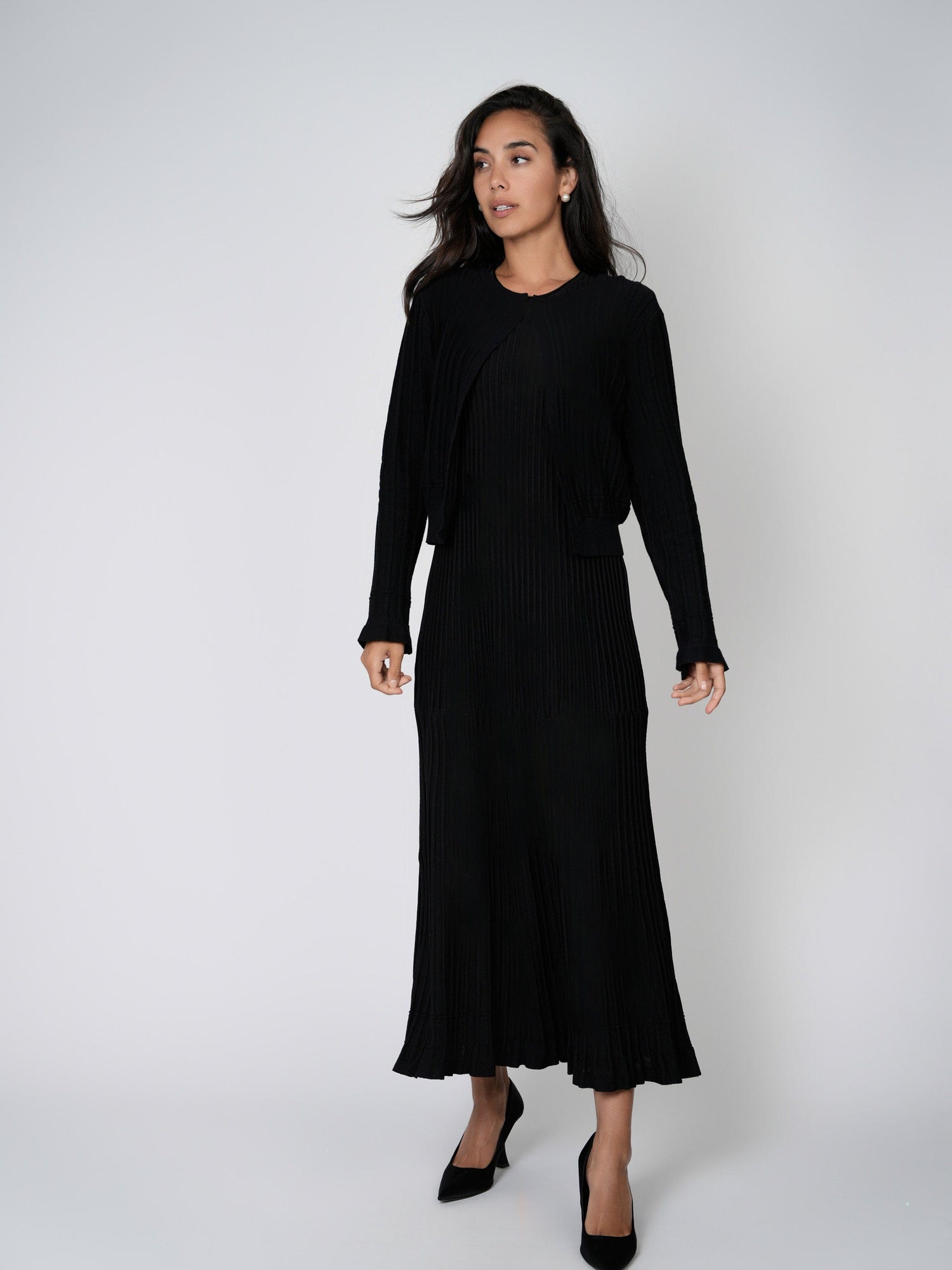 BANDED SHRUG-BLACK